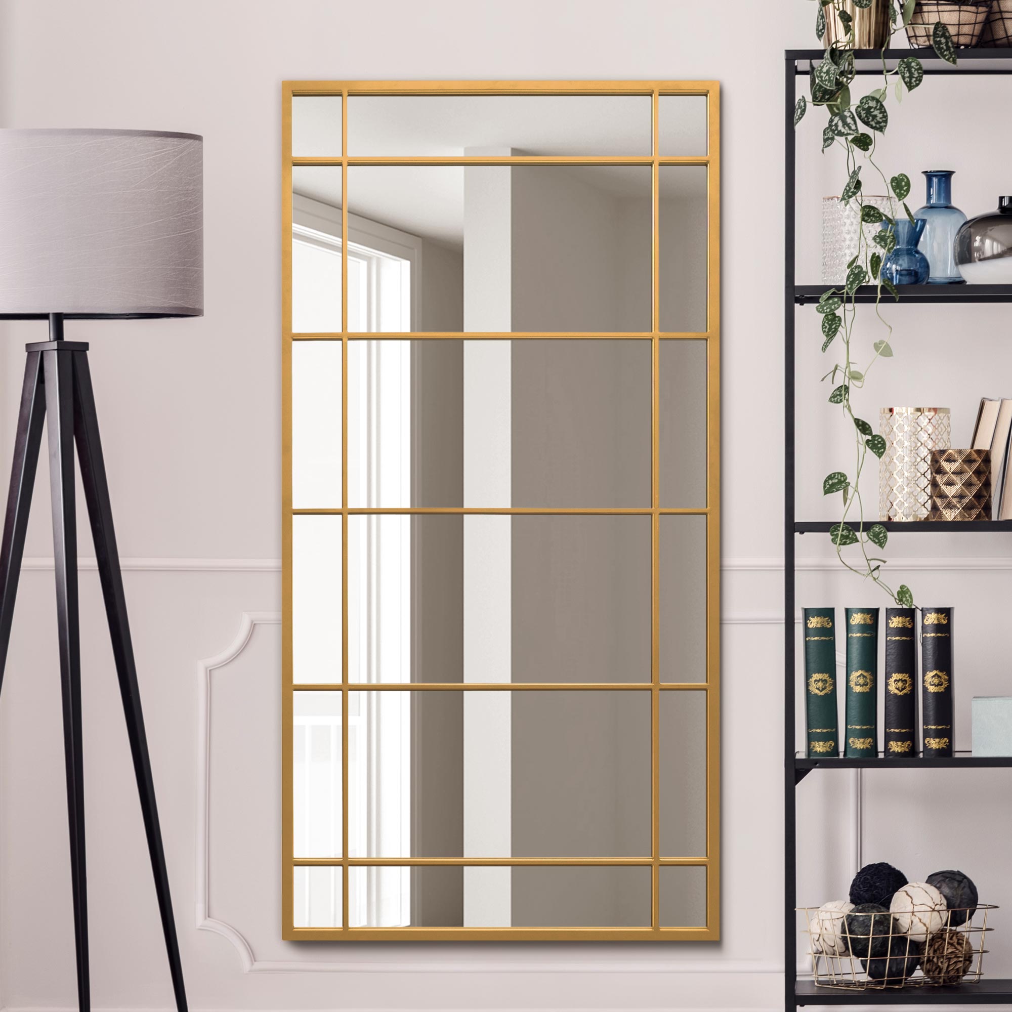 The Tabula - New Gold Metal Framed Window Wall or Leaner Mirror 63" X 31" (160CM X 80CM) (15010555560314)