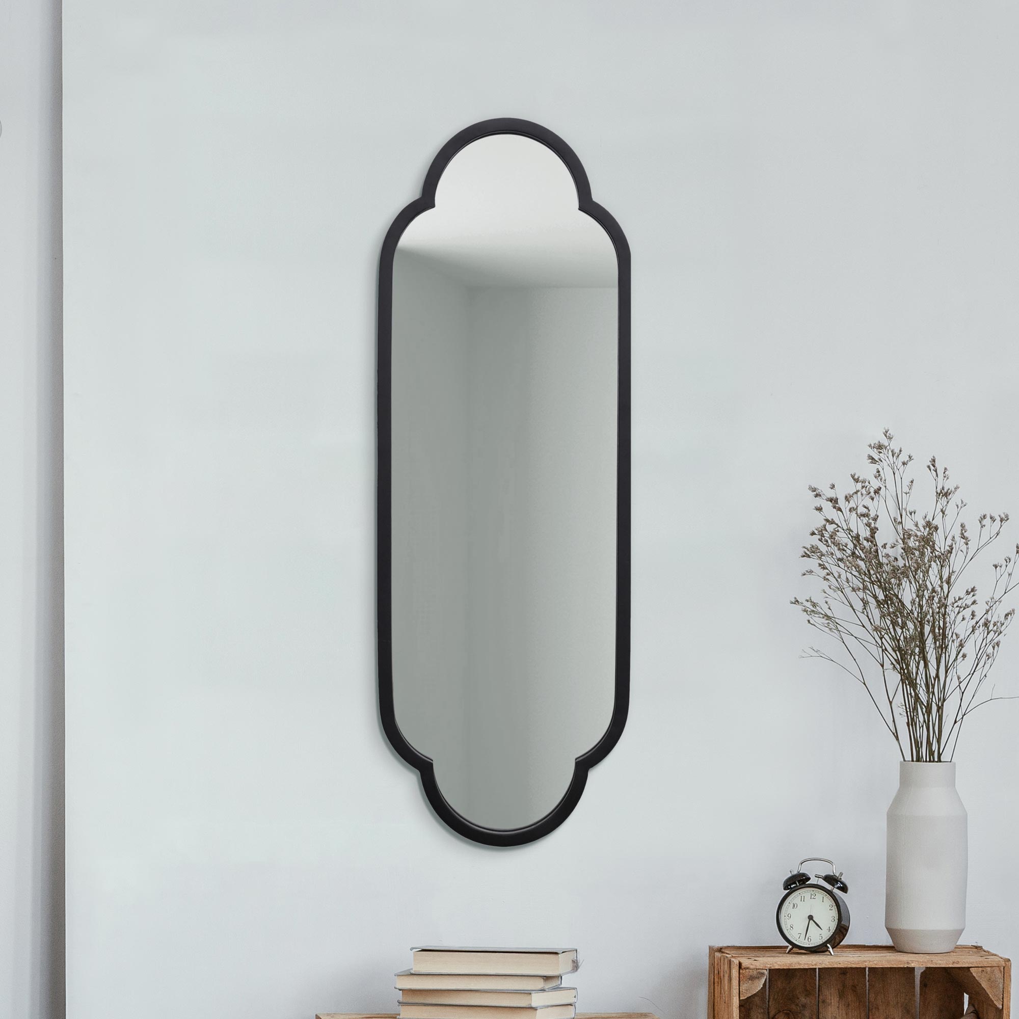 The Duplici - New Black Metal Framed Double Arched Oval Wall Mirror 40" X 14" (102CM X 35.5CM) (15010556445050)