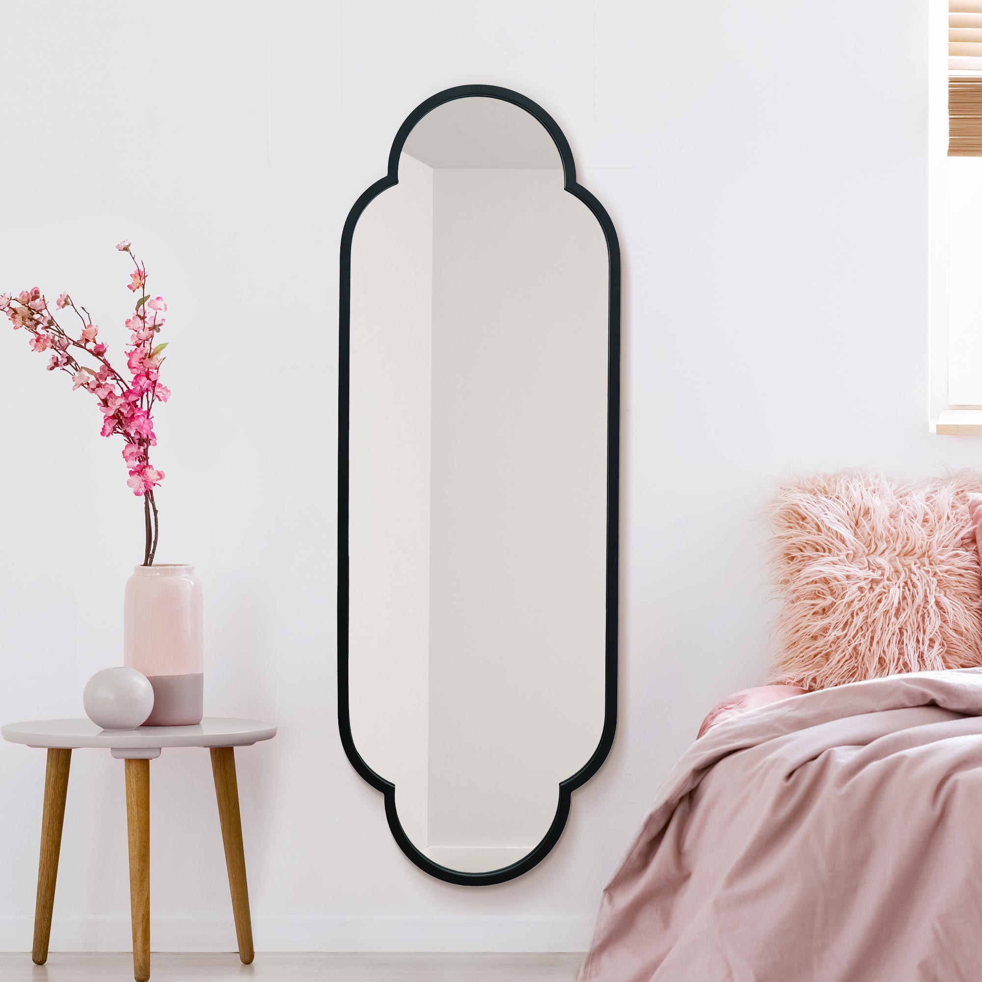 The Duplici - New Black Metal Framed Double Arched Oval Wall Mirror 59" X 20" (150CM X 52CM) (15010556674426)