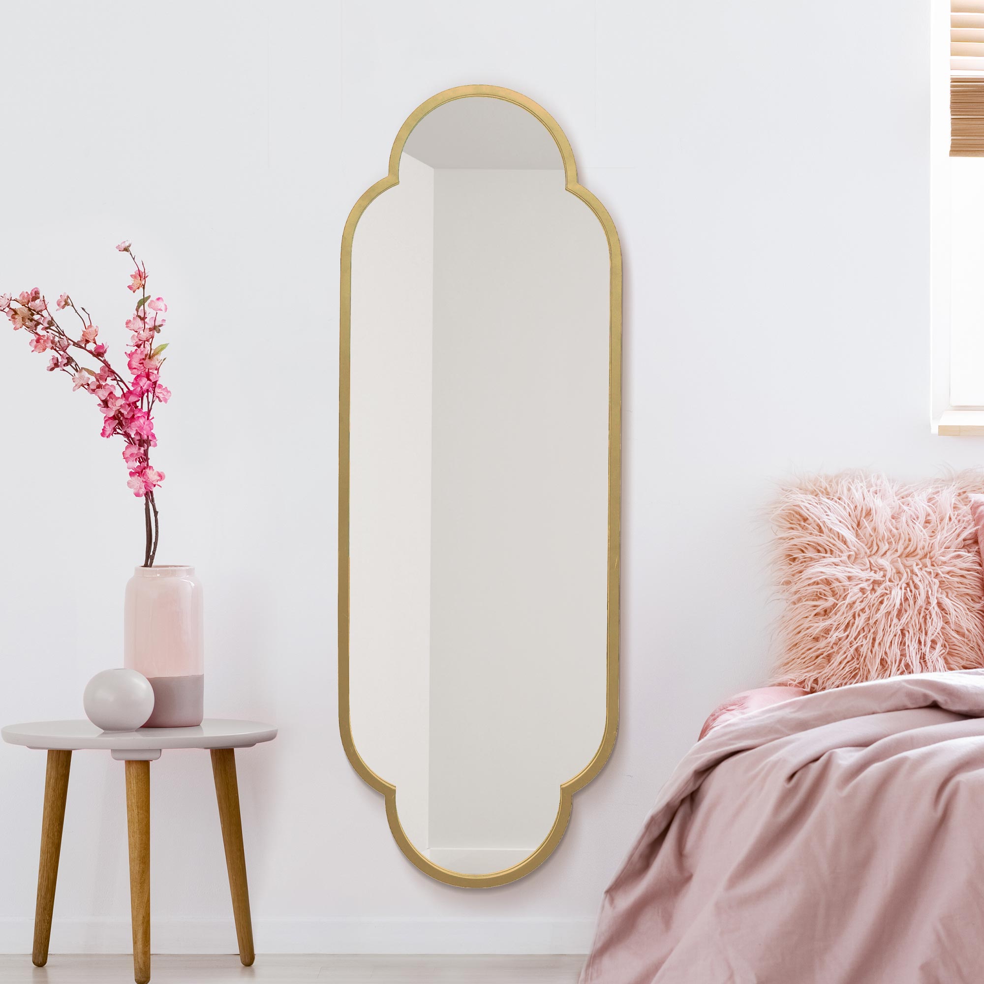 The Duplici - New Gold Metal Framed Double Arched Oval Wall Mirror 59" X 20" (150CM X 52CM) (15010556805498)