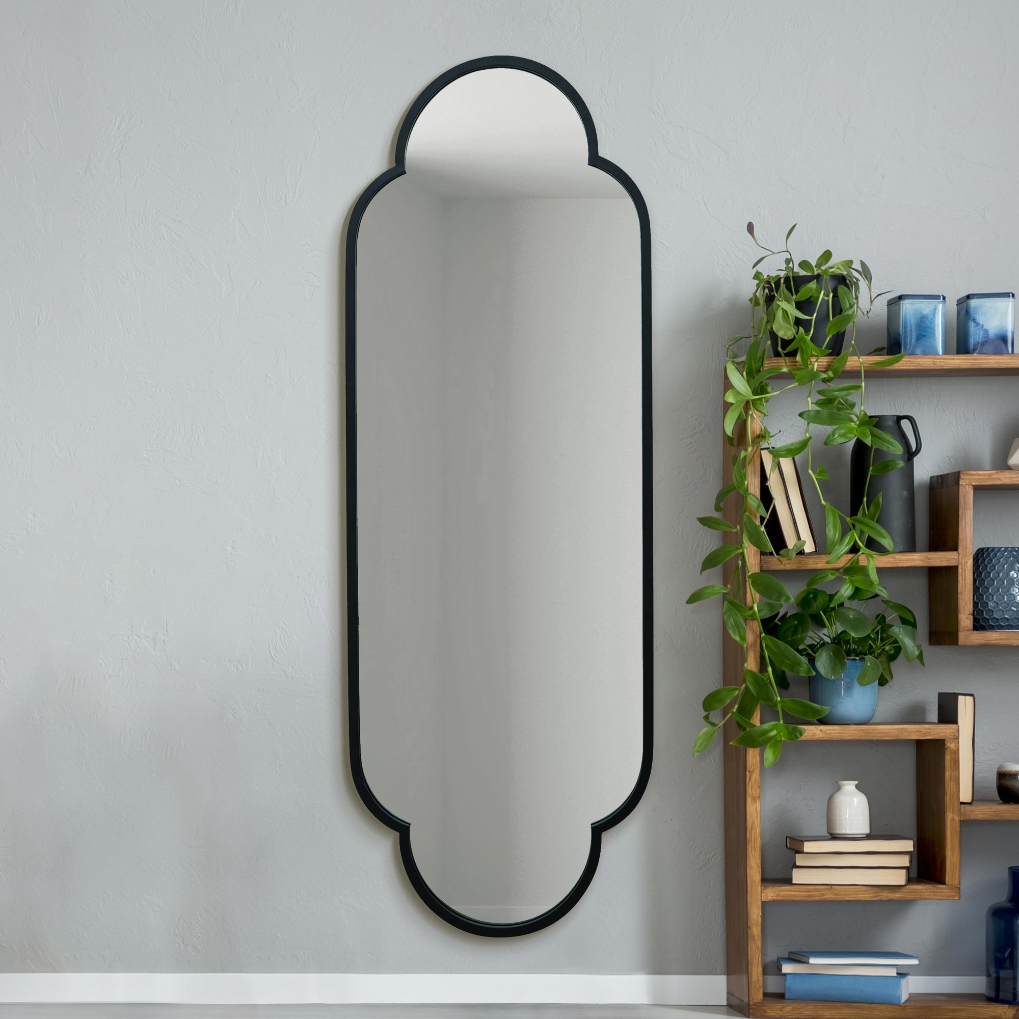 The Duplici - New Black Metal Framed Double Arched Oval Wall Mirror 67" X 23" (170CM X 59M) (15010556969338)