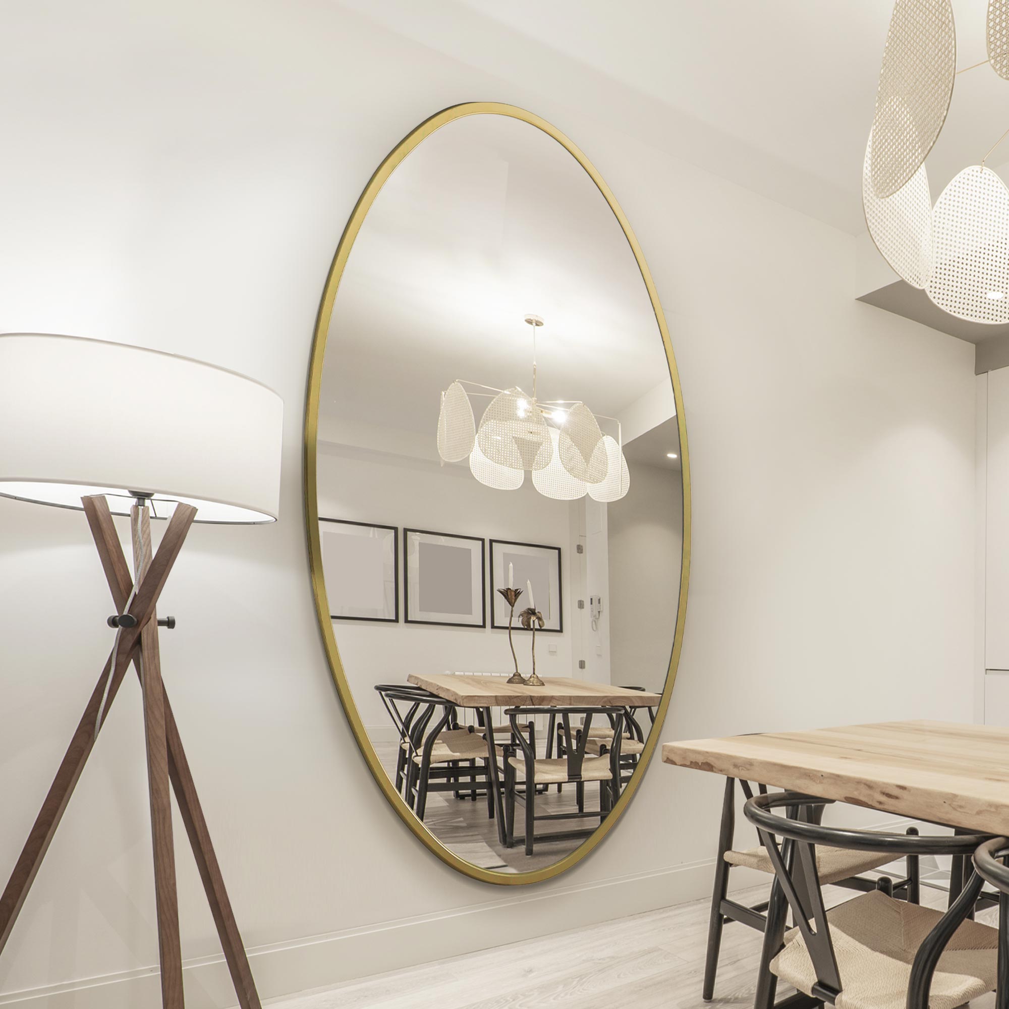 The Ovale - New Gold Metal Framed Oval Wall Mirror 79" X 44" (200 x 112CM) (15010558411130)