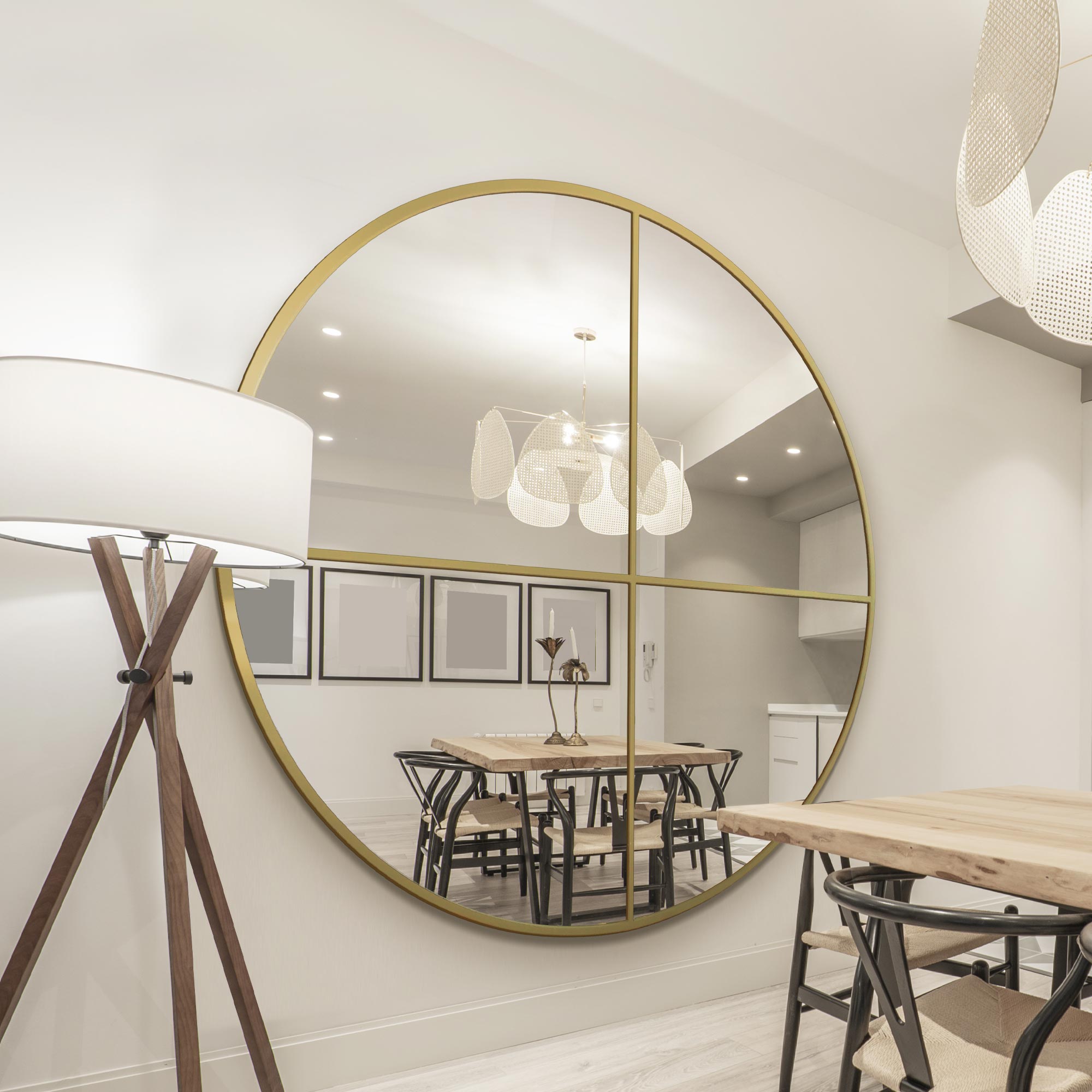 The Fenestra - New Gold XL Circular Window Metal Wall and Leaner Mirror 71" X 71" (180 x 180CM) (15010558640506)