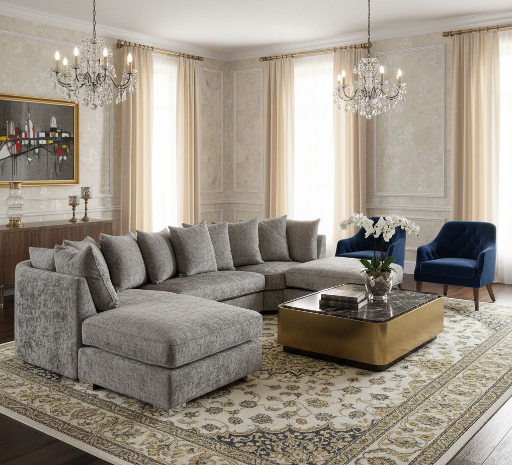 Shoreditch Scatterback U-Shape Corner Sofa – Platinum (7022876426304)