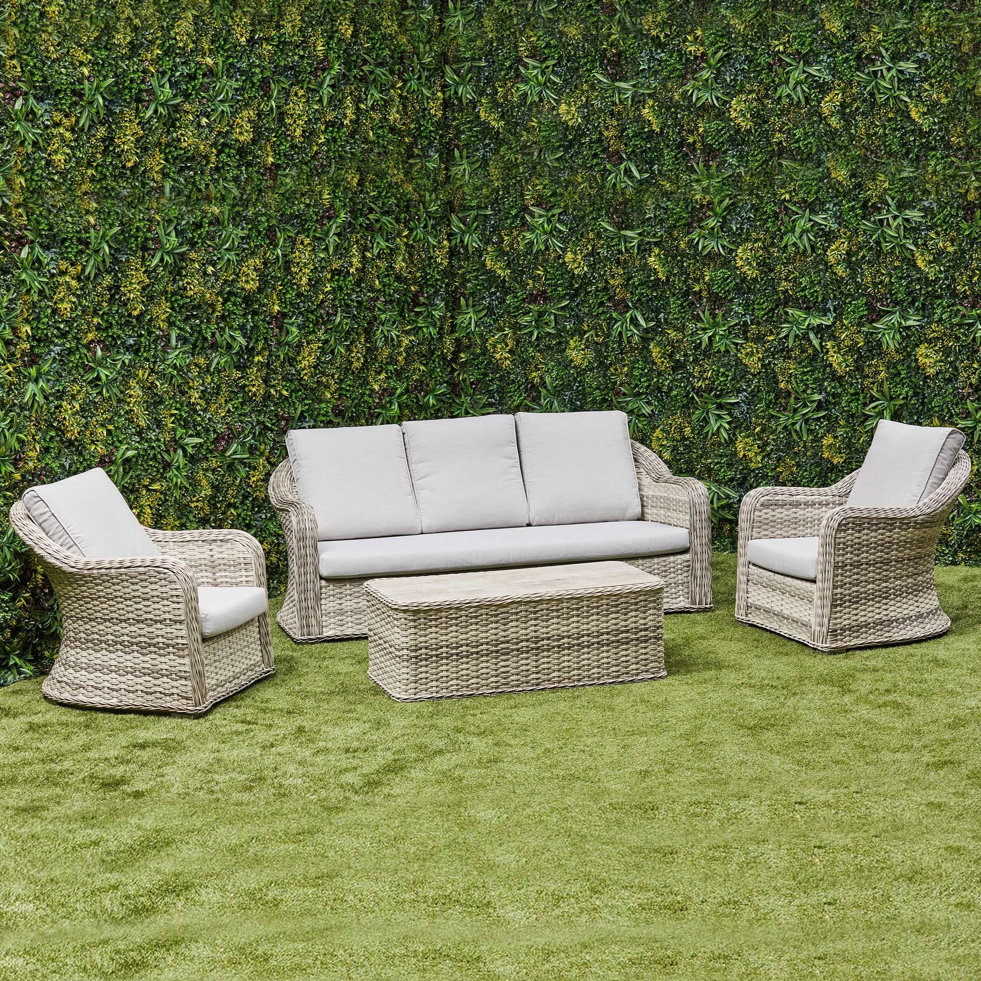 Grey Isla Rattan garden lounge furniture –front view 1 (14929979736442)