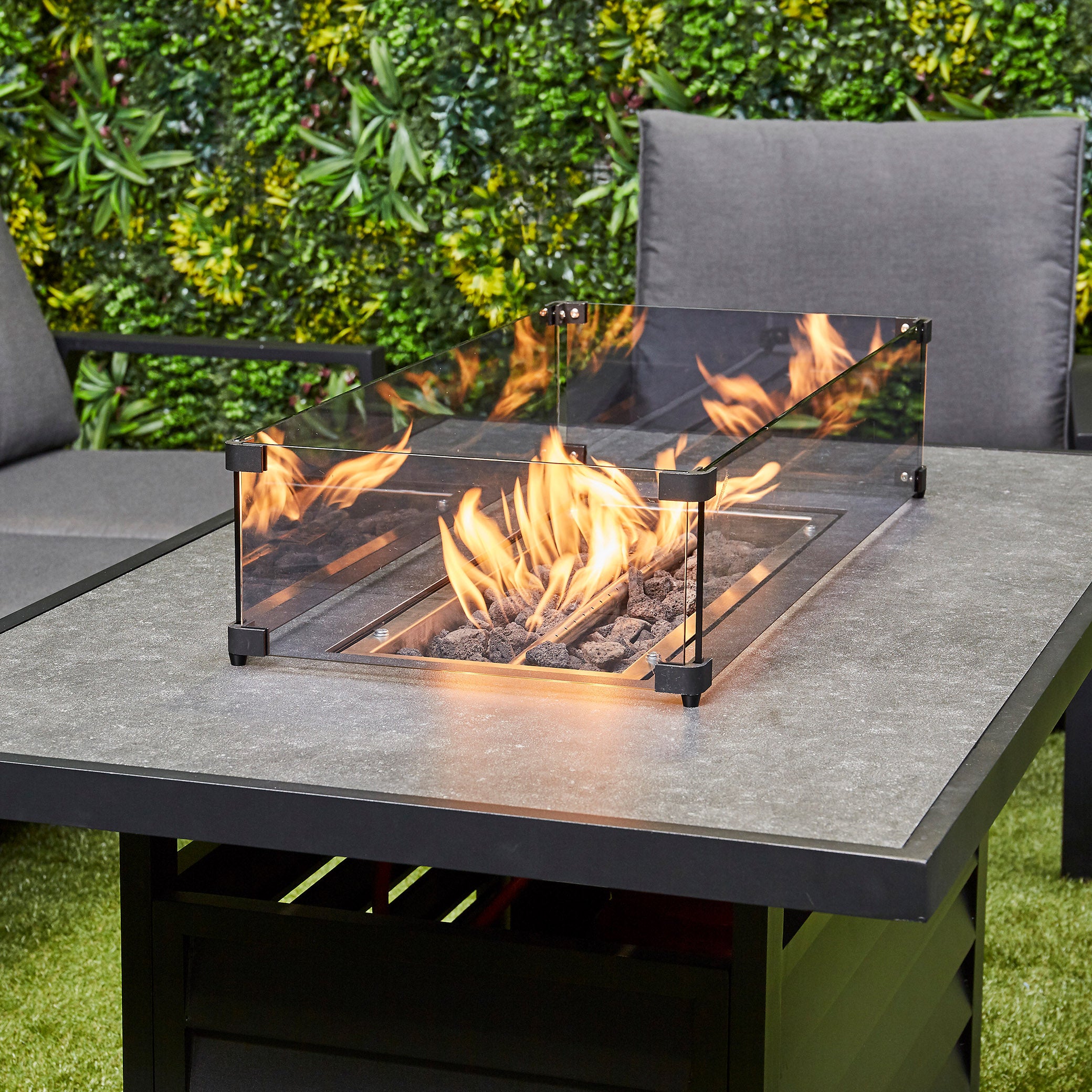 Grey Sienna Ceramic top Fire Pit table- Close View (14930005590394)