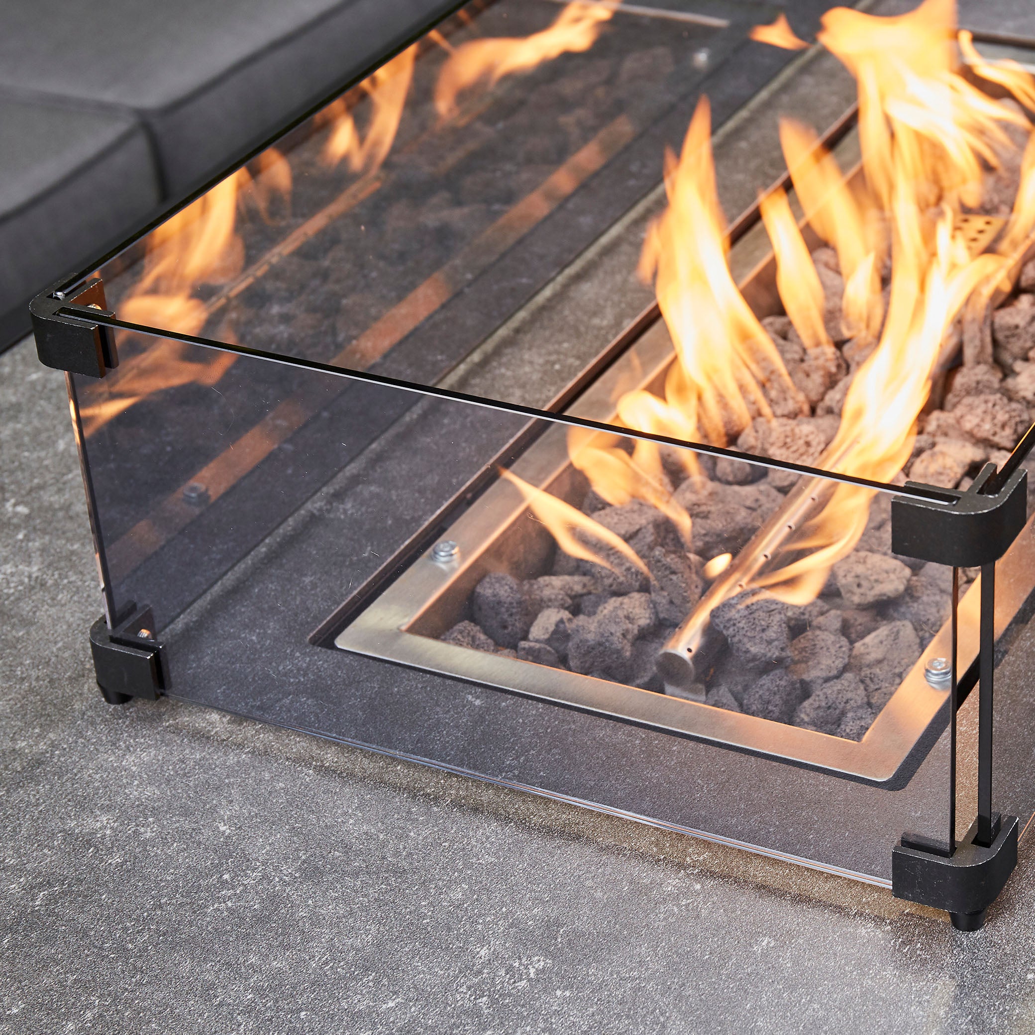 Grey Sienna Ceramic top Fire Pit table - Close Side View (14930005590394)
