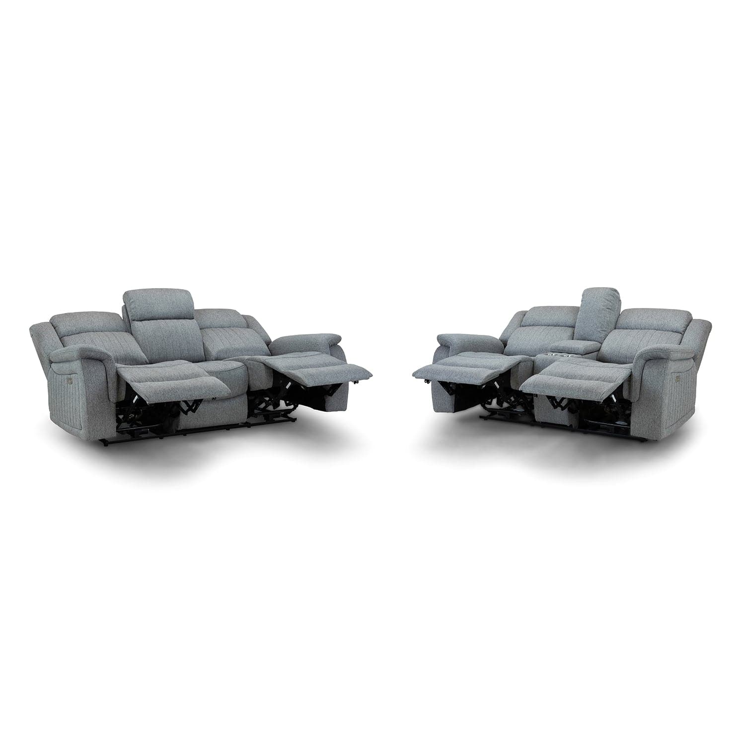 Hamlet Three Plus Two Power Recliner Sofa Set in Grey - open recliner view (7023948595264)
