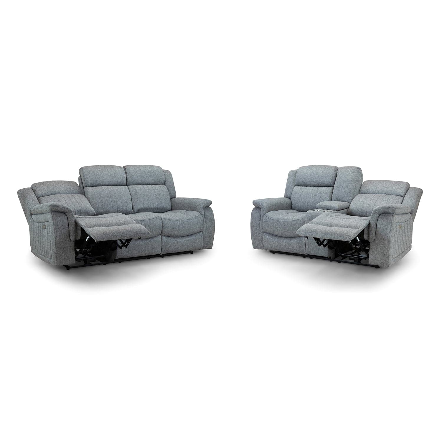 Hamlet Three Plus Two Power Recliner Sofa Set in Grey - open recliner view 1 (7023948595264)