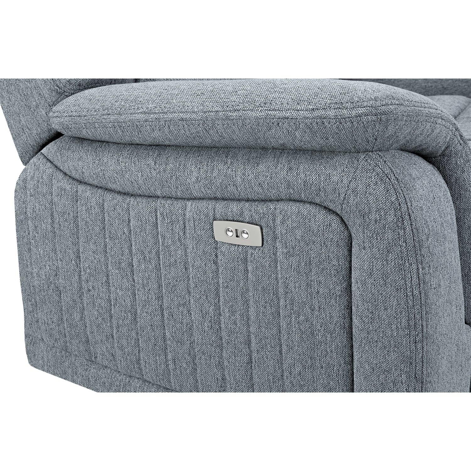 Hamlet Recliner Sofa Grey Armchair - side push button view (7023949119552)
