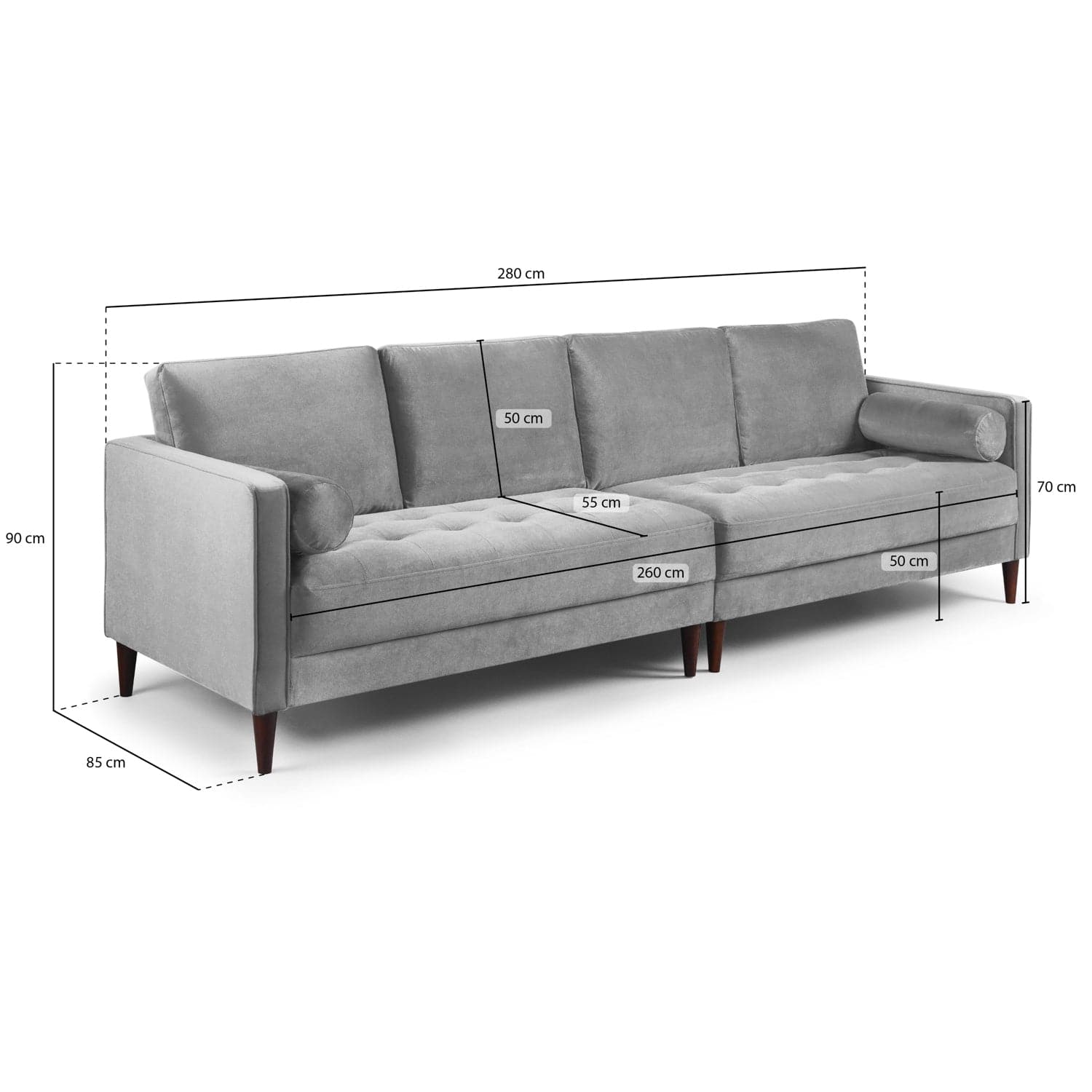 Harper Sofa Plush Grey 4 Seater (7023613050944)