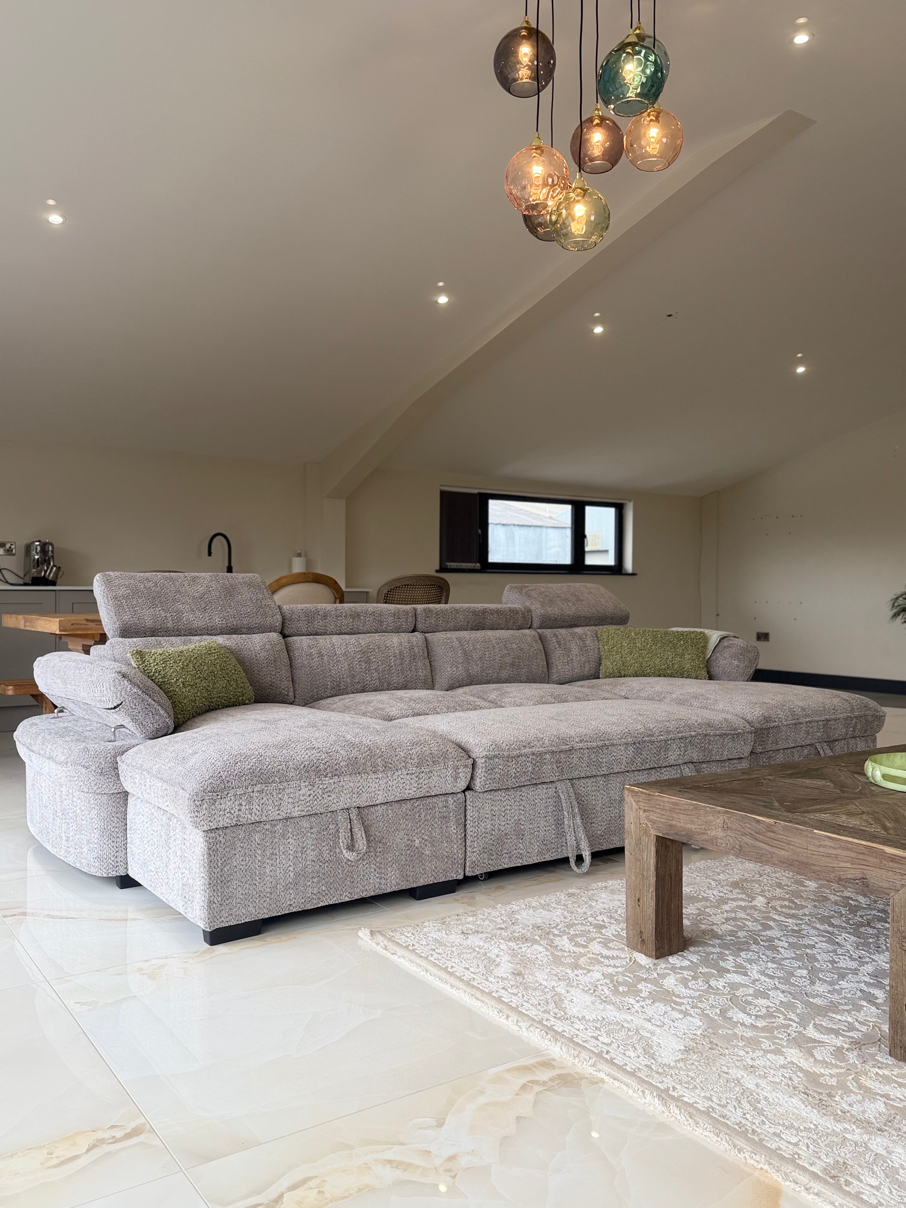 Billie U Shape Sofa Bed in Grey with Lift Up Storage Beehive