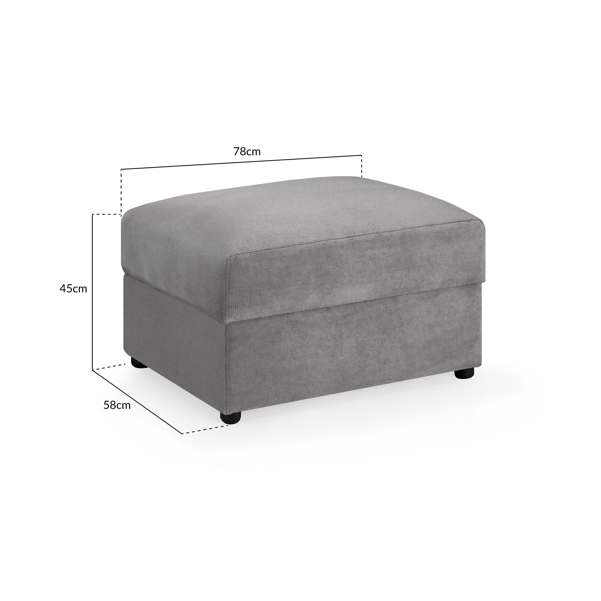 Hugo Sofa Grey Footstool - measurement view (7024883269696)