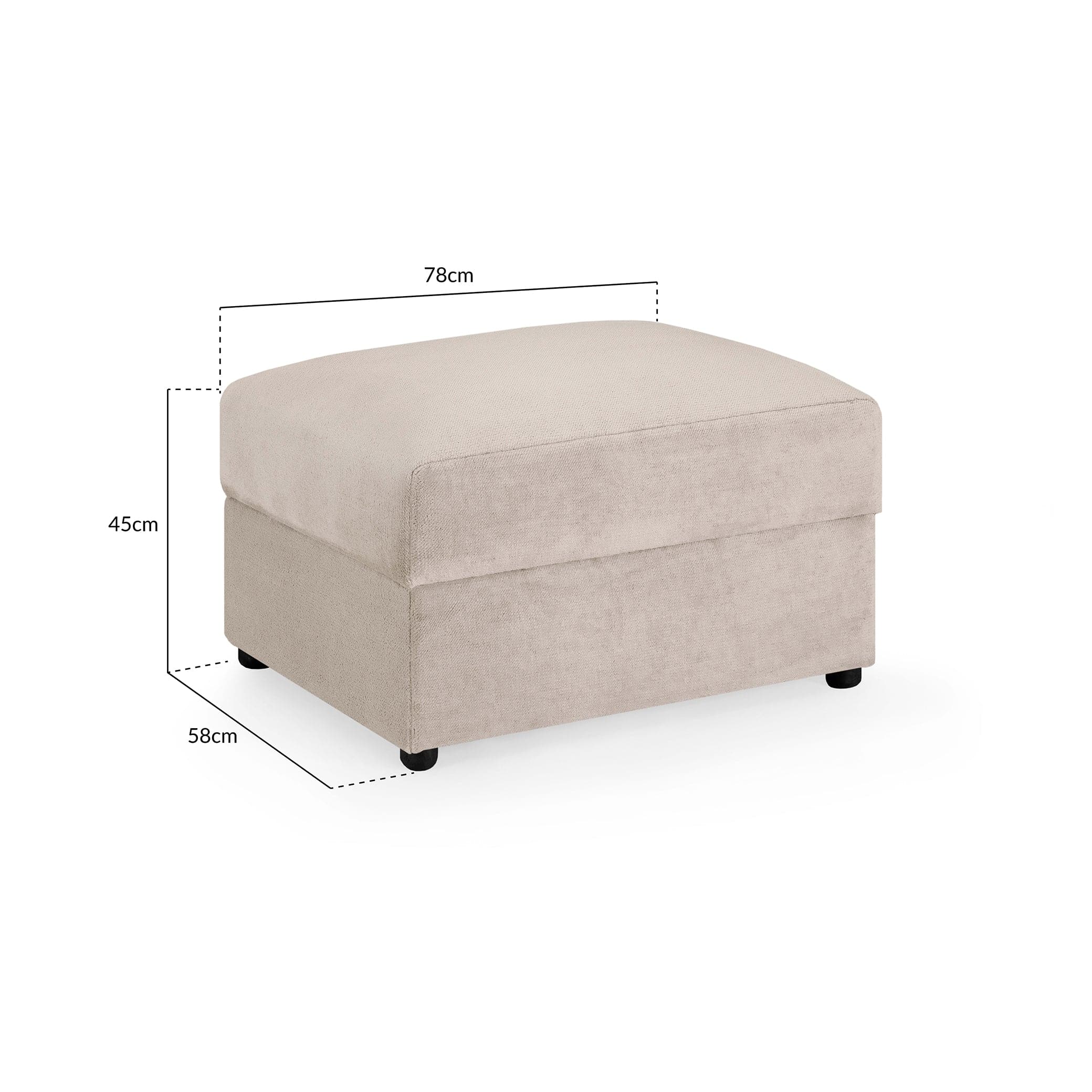 Hugo Sofa Mocha Footstool - measurement view (7024884056128)