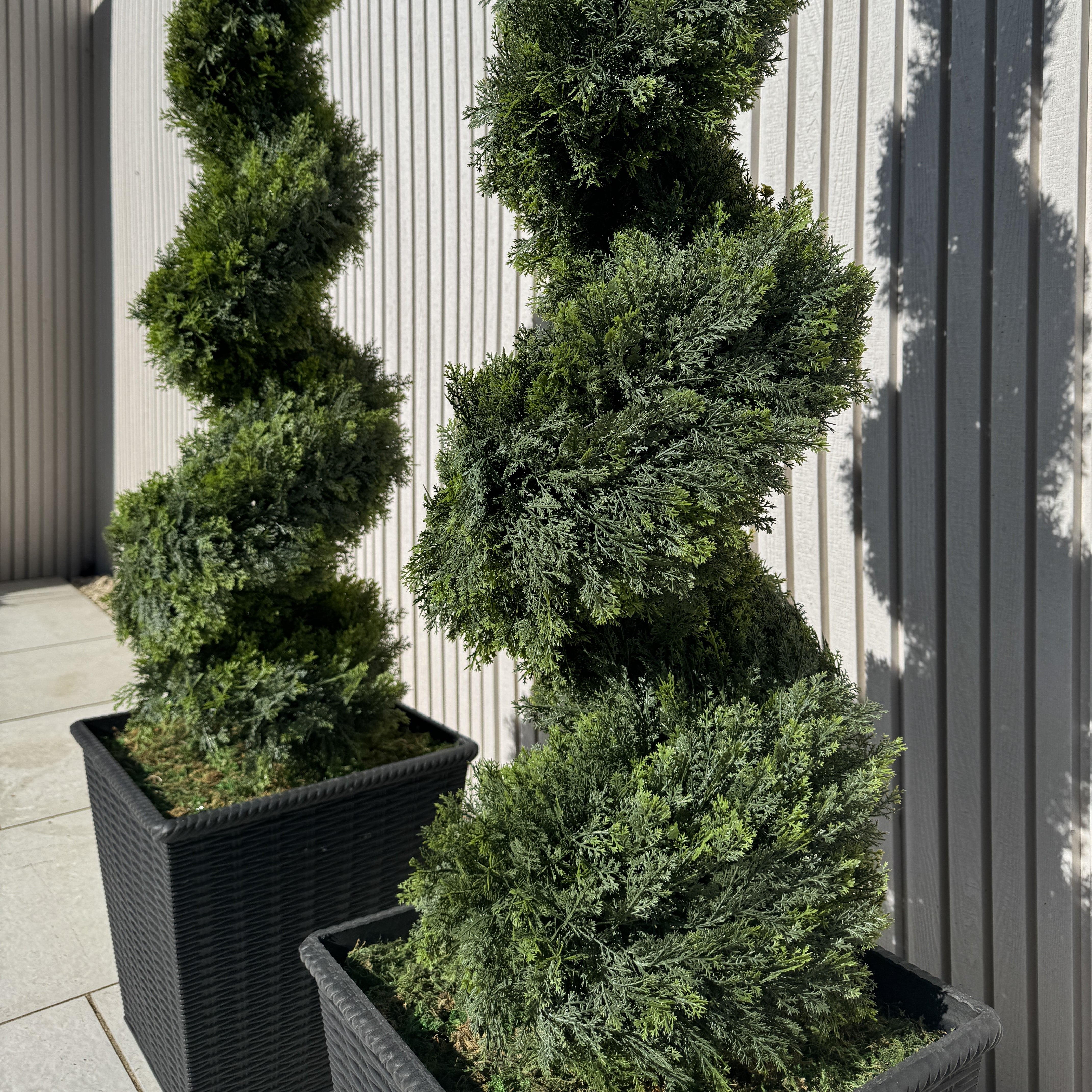 Pair of Artificial Spiral Topiary Trees – UV Resistant, Outdoor & Indoor - AMC Furniture