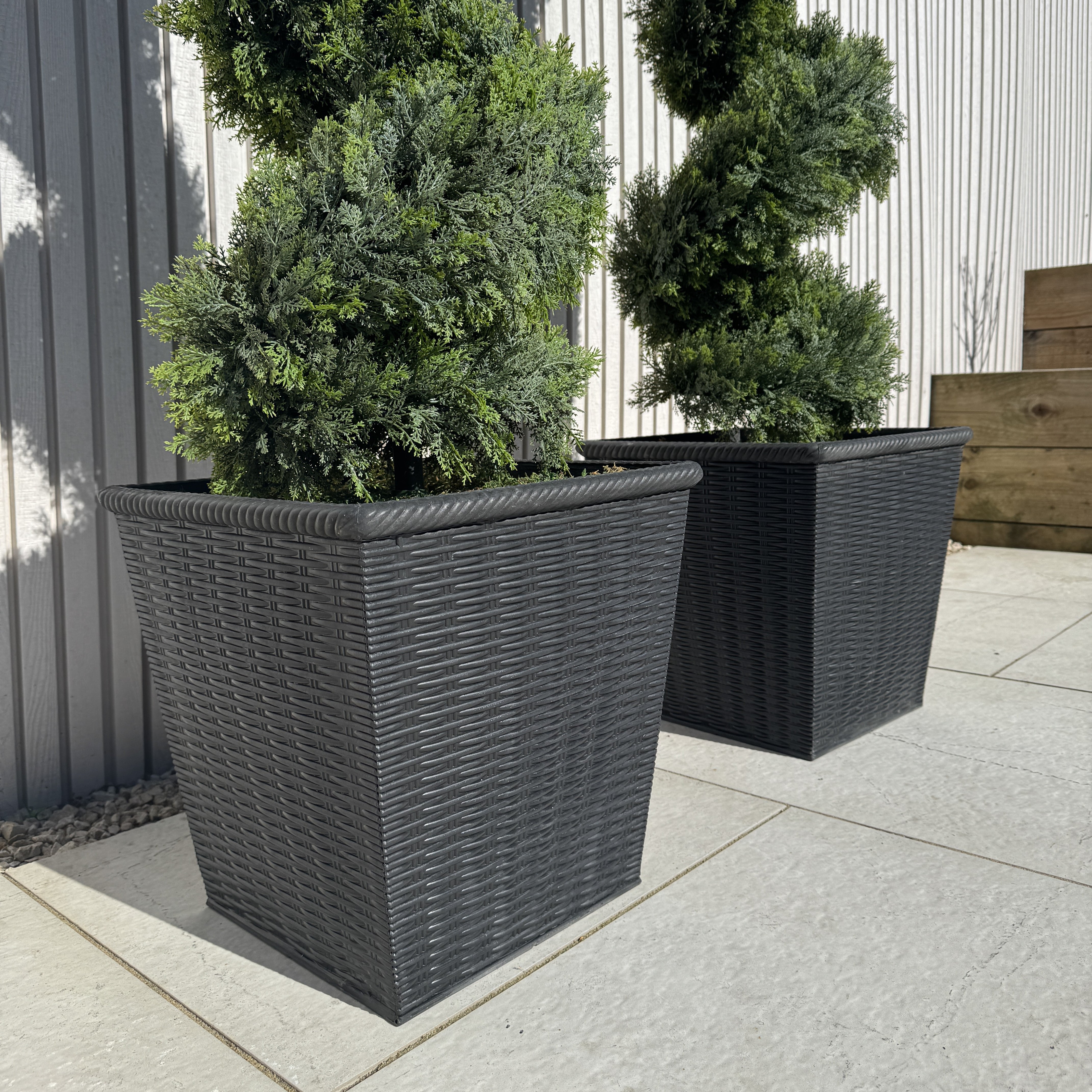 Pair of Artificial Spiral Topiary Trees – UV Resistant, Outdoor & Indoor - AMC Furniture