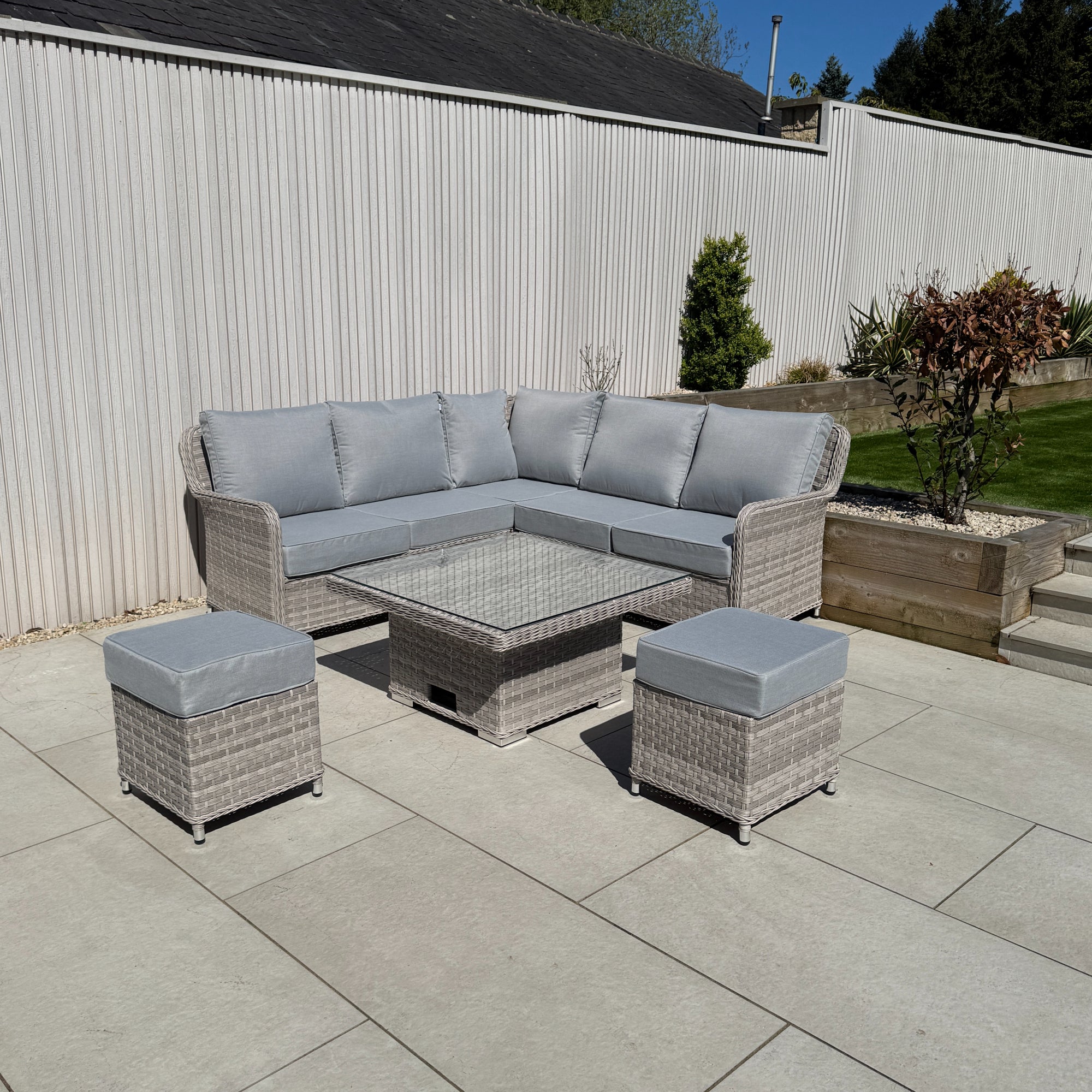 Palermo Square Corner Dining Set with Rising Table