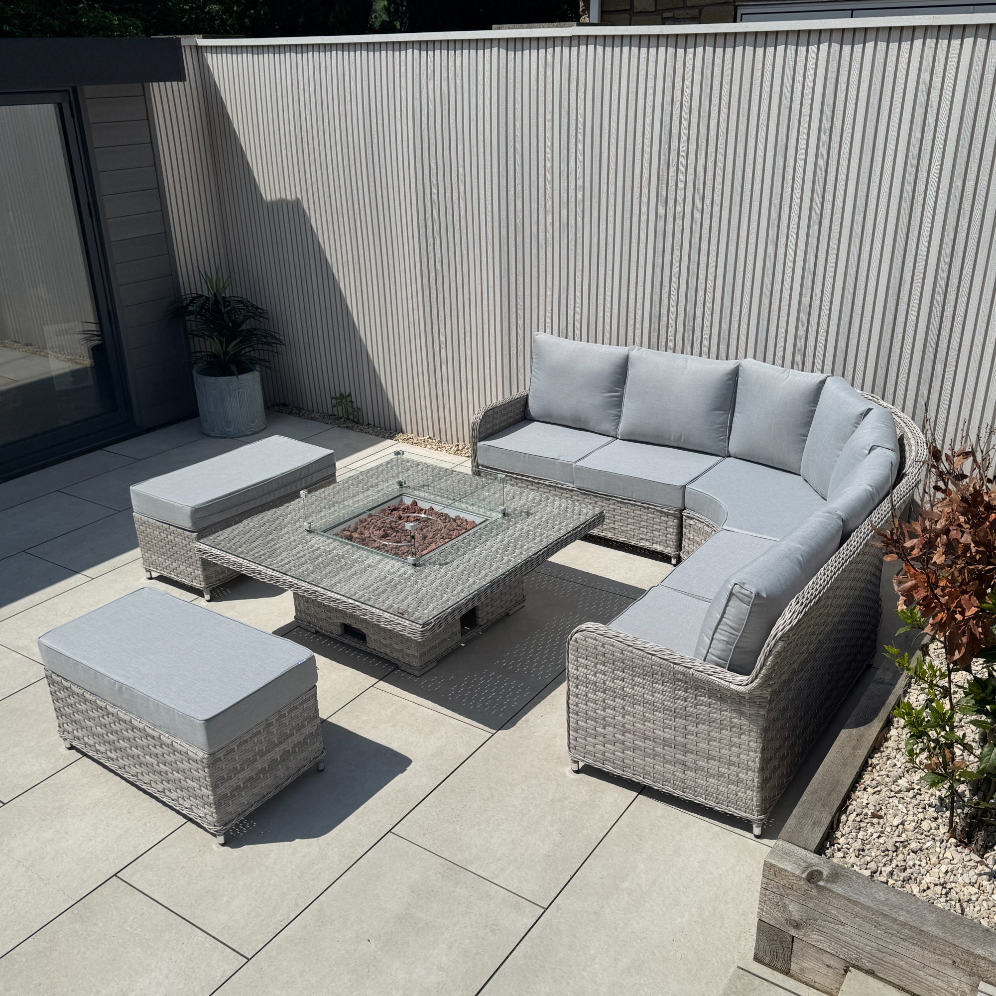 Palermo Large Equal Corner Sofa Set with Rising Firepit Table - AMC Furniture