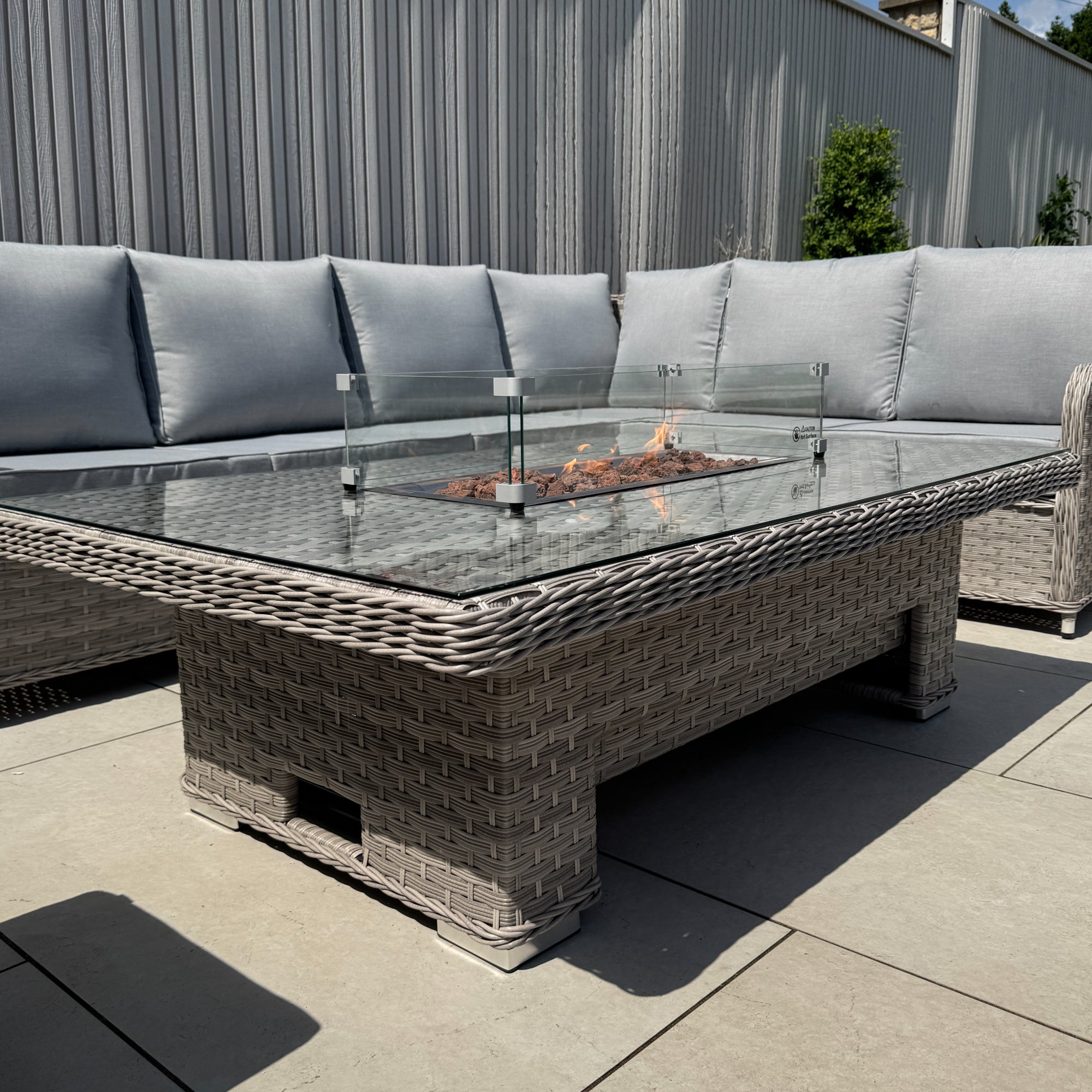 Palermo Large Right-Hand Corner Sofa Set with Rising Fire Pit Table - AMC Furniture