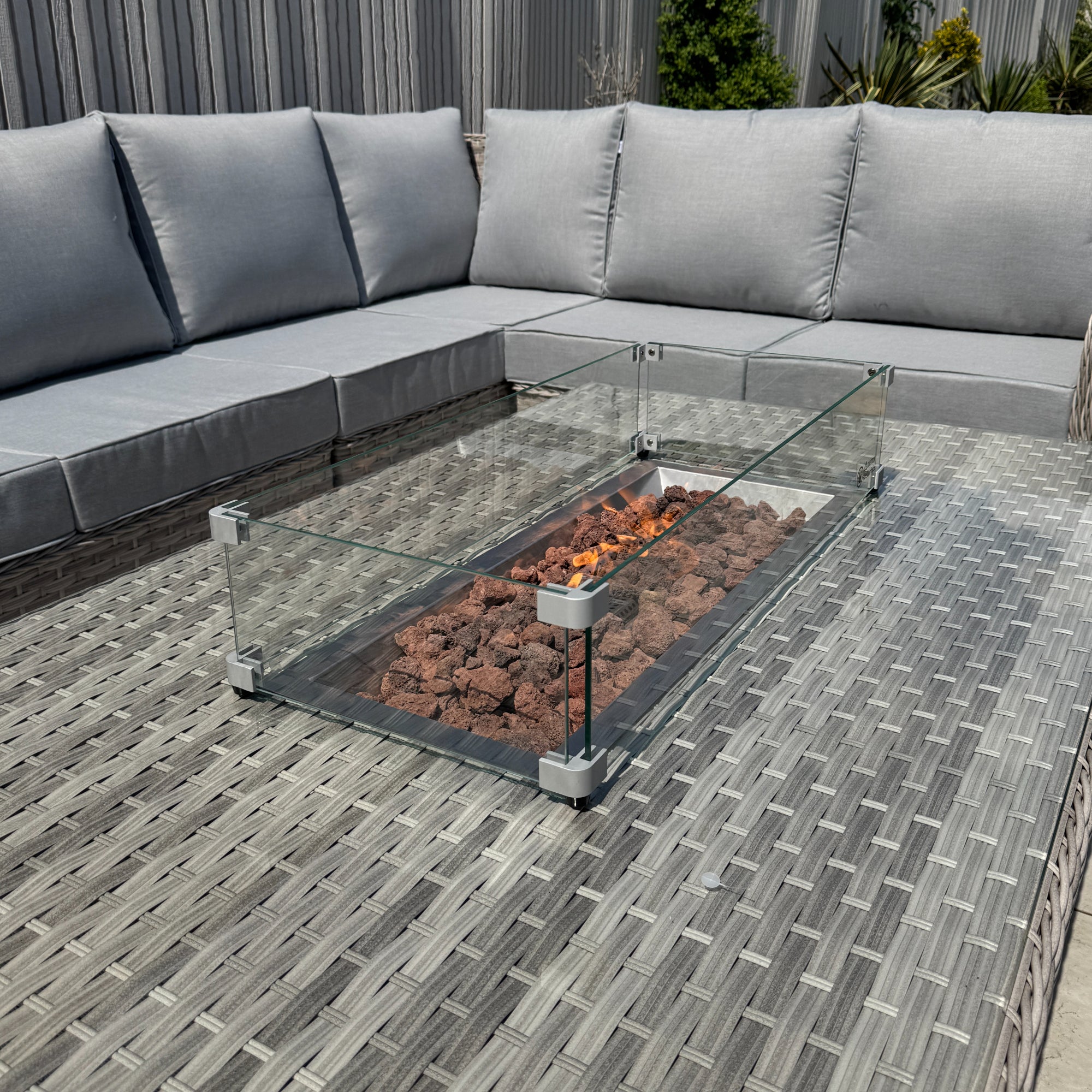 Palermo Large Right-Hand Corner Sofa Set with Rising Fire Pit Table - AMC Furniture
