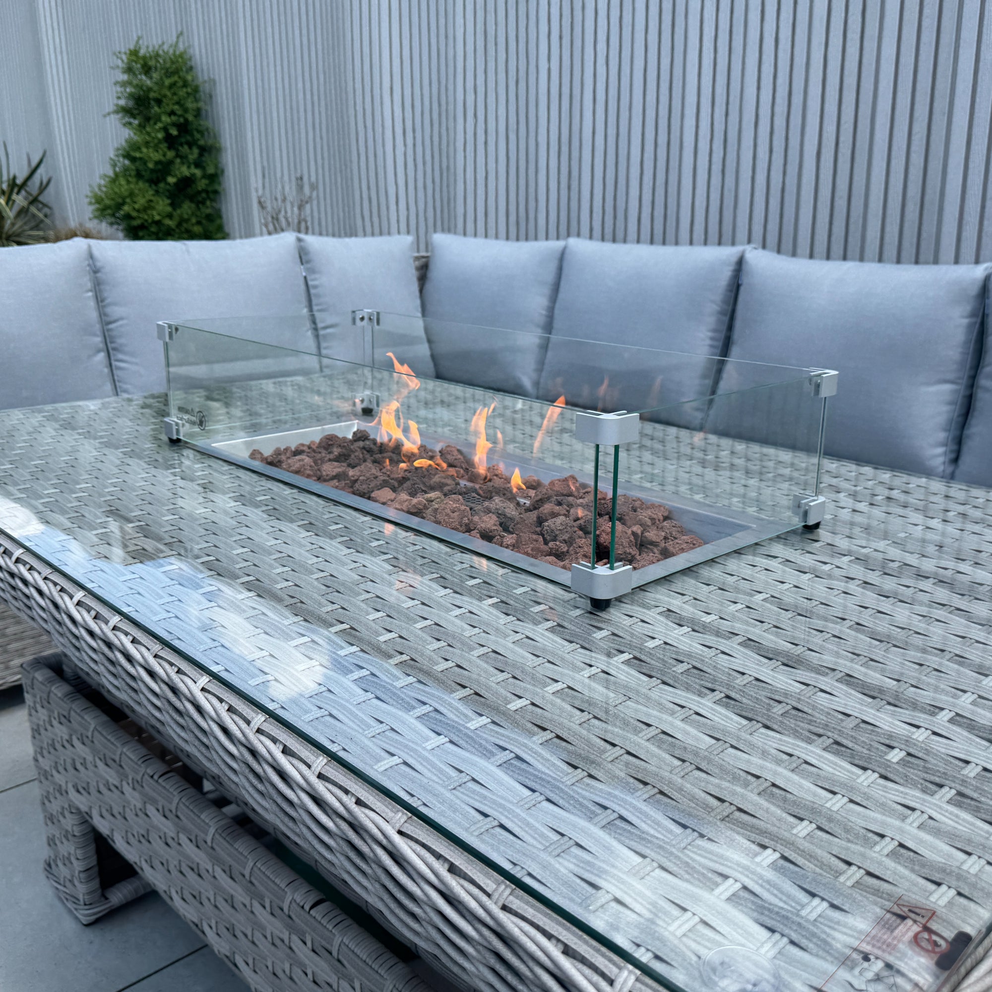 Palermo Large Left-Hand Corner Sofa Set with Rising Fire Pit Table - AMC Furniture