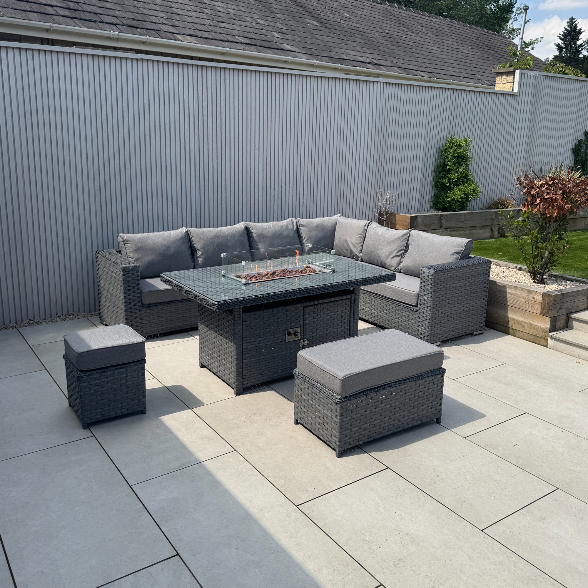 Capri Modular Corner Dining Set with Firepit Table - AMC Furniture