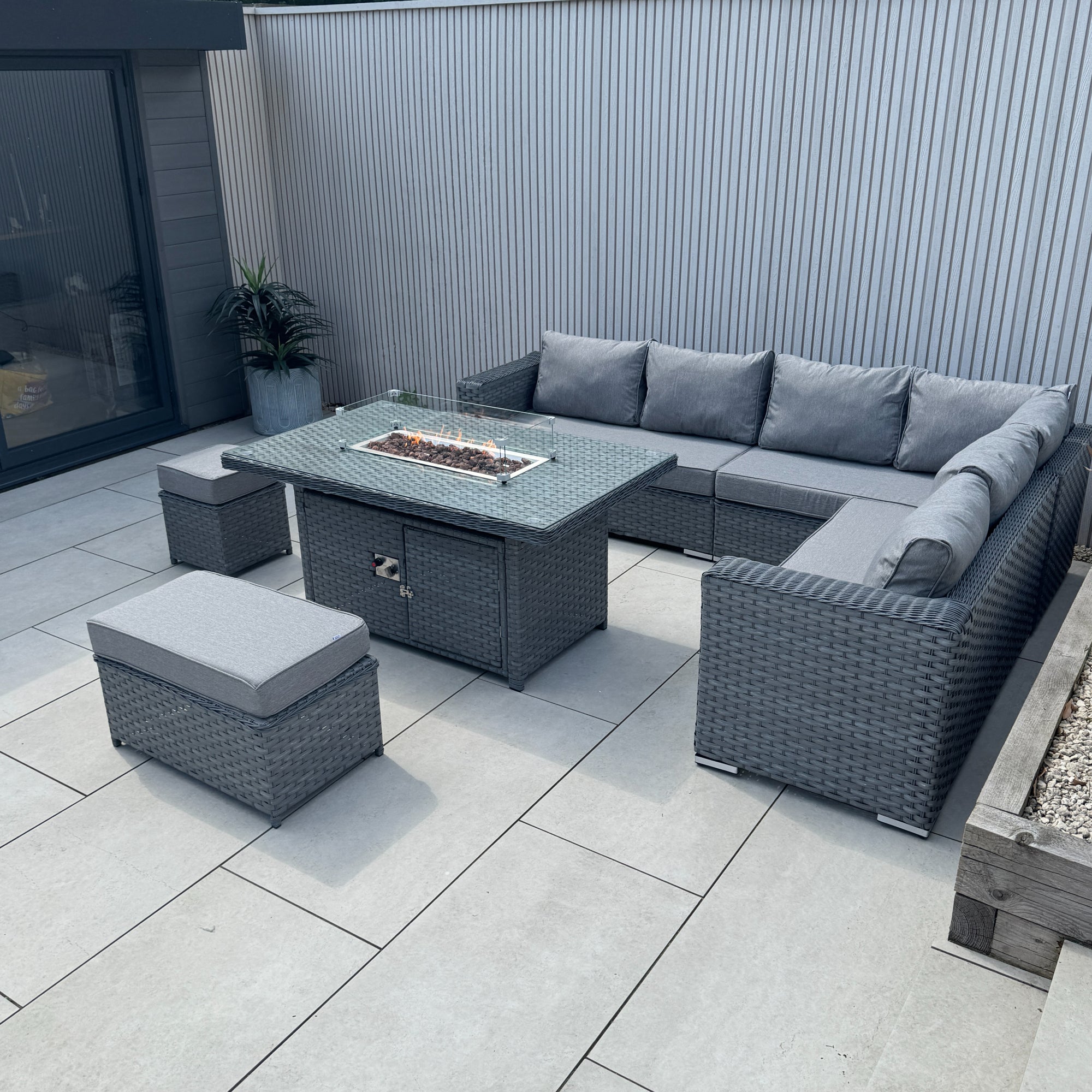 Capri Modular Corner Dining Set with Firepit Table - AMC Furniture
