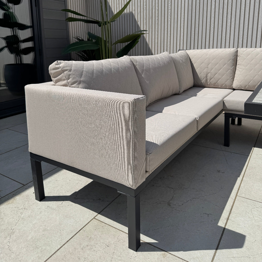 Ava Aluminium Corner Dining Set with Fire Pit – Beige (14930013585786)