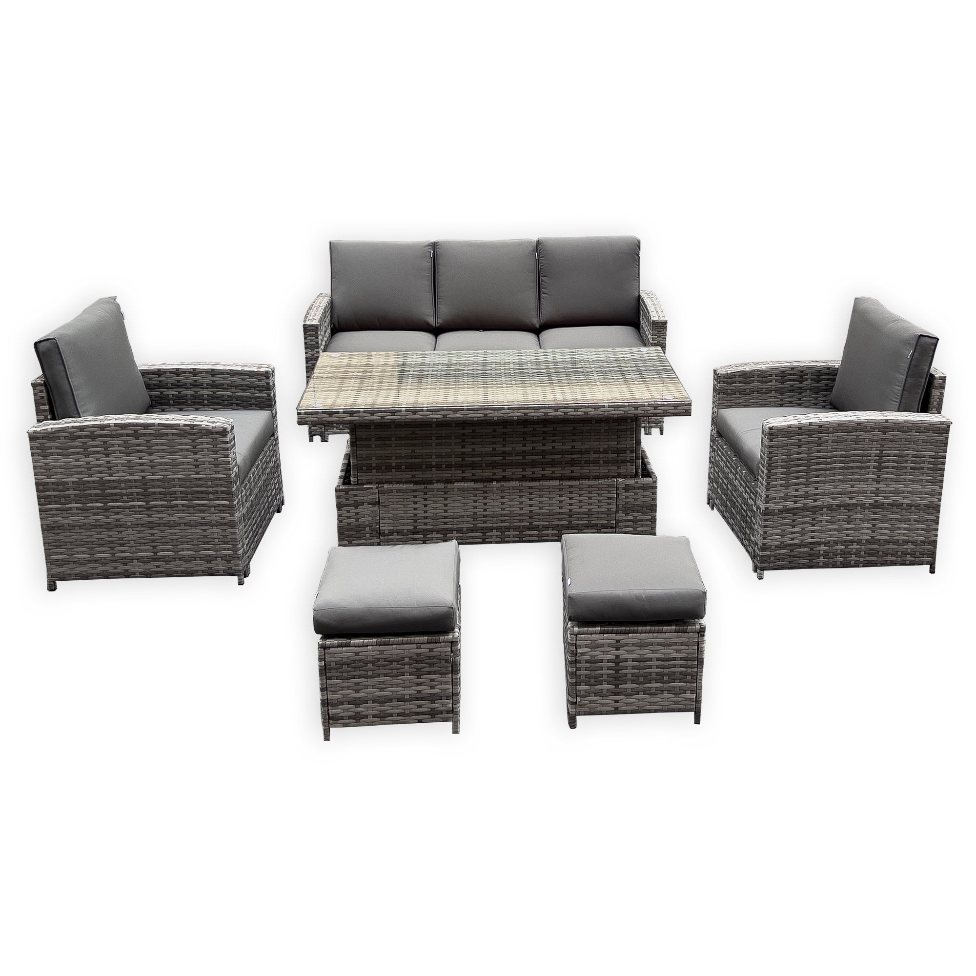 Rhodes Sofa Dining Set with Rising Table in Grey - AMC Furniture