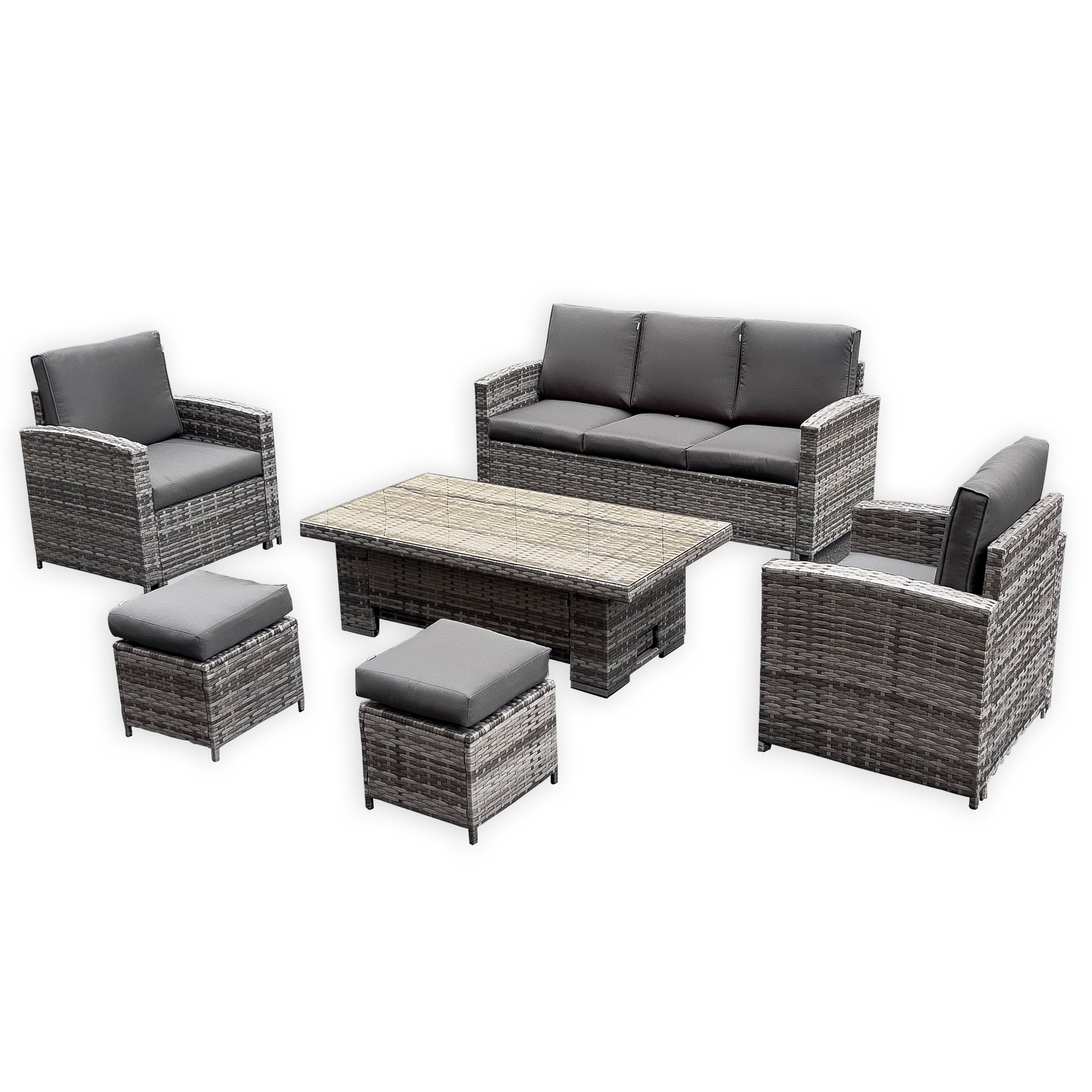Rhodes Sofa Dining Set with Rising Table in Grey - AMC Furniture