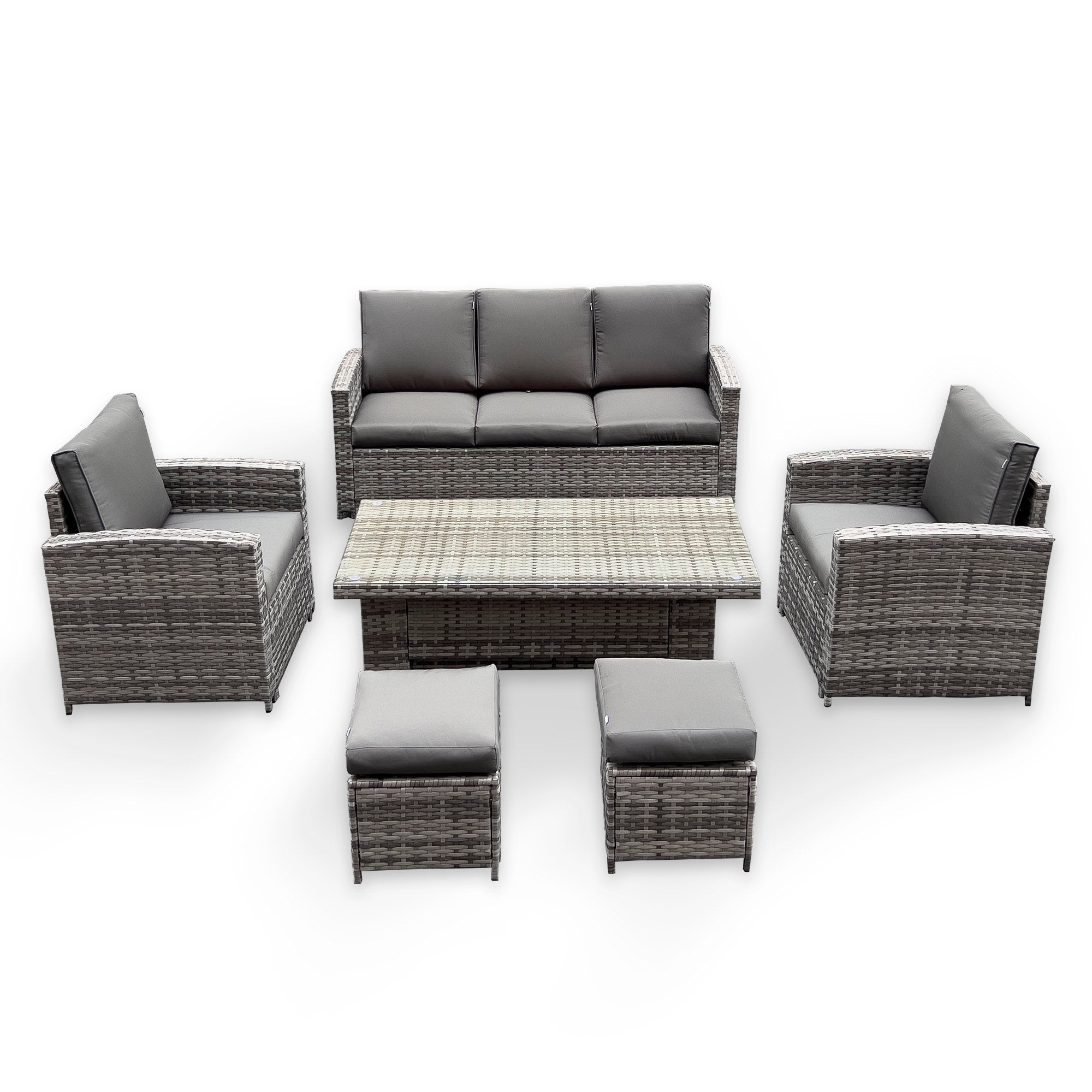 Rhodes Sofa Dining Set with Rising Table in Grey - AMC Furniture