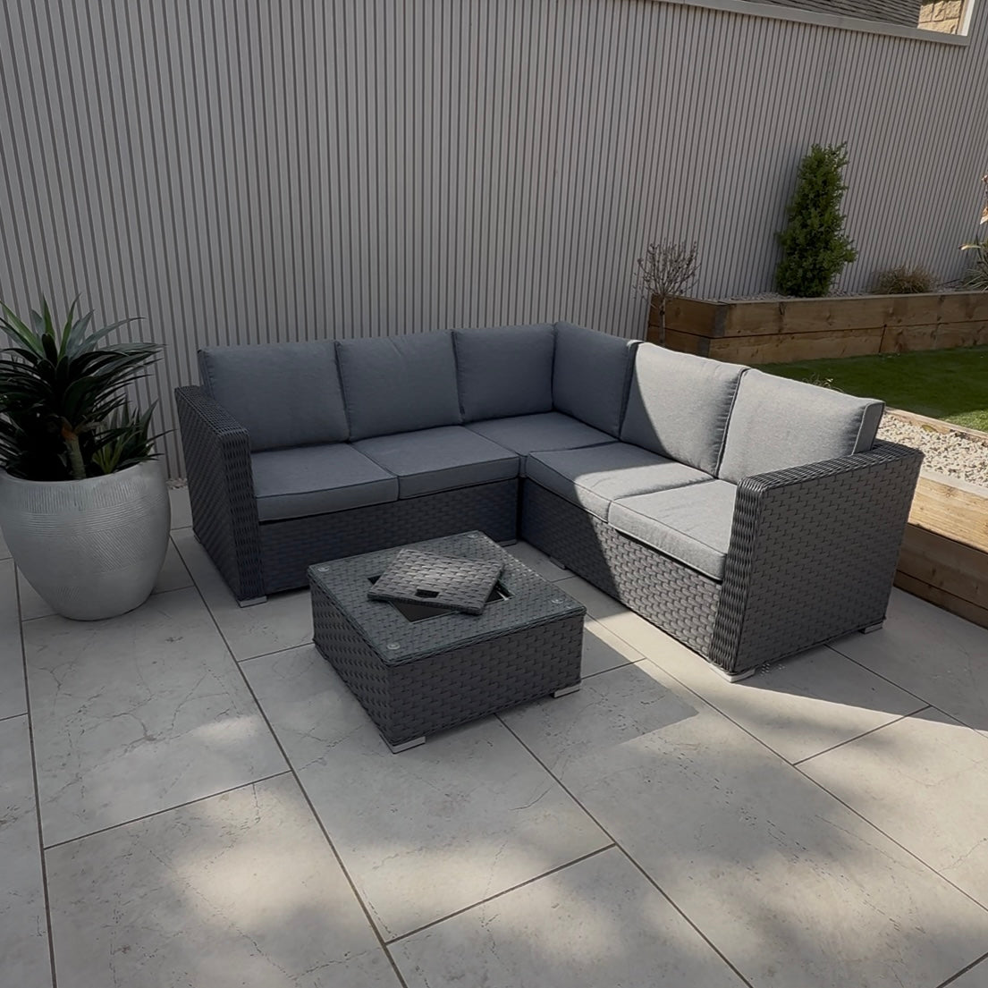 Nova Rattan Corner Sofa Set with Ice Bucket Grey (14929984094586)