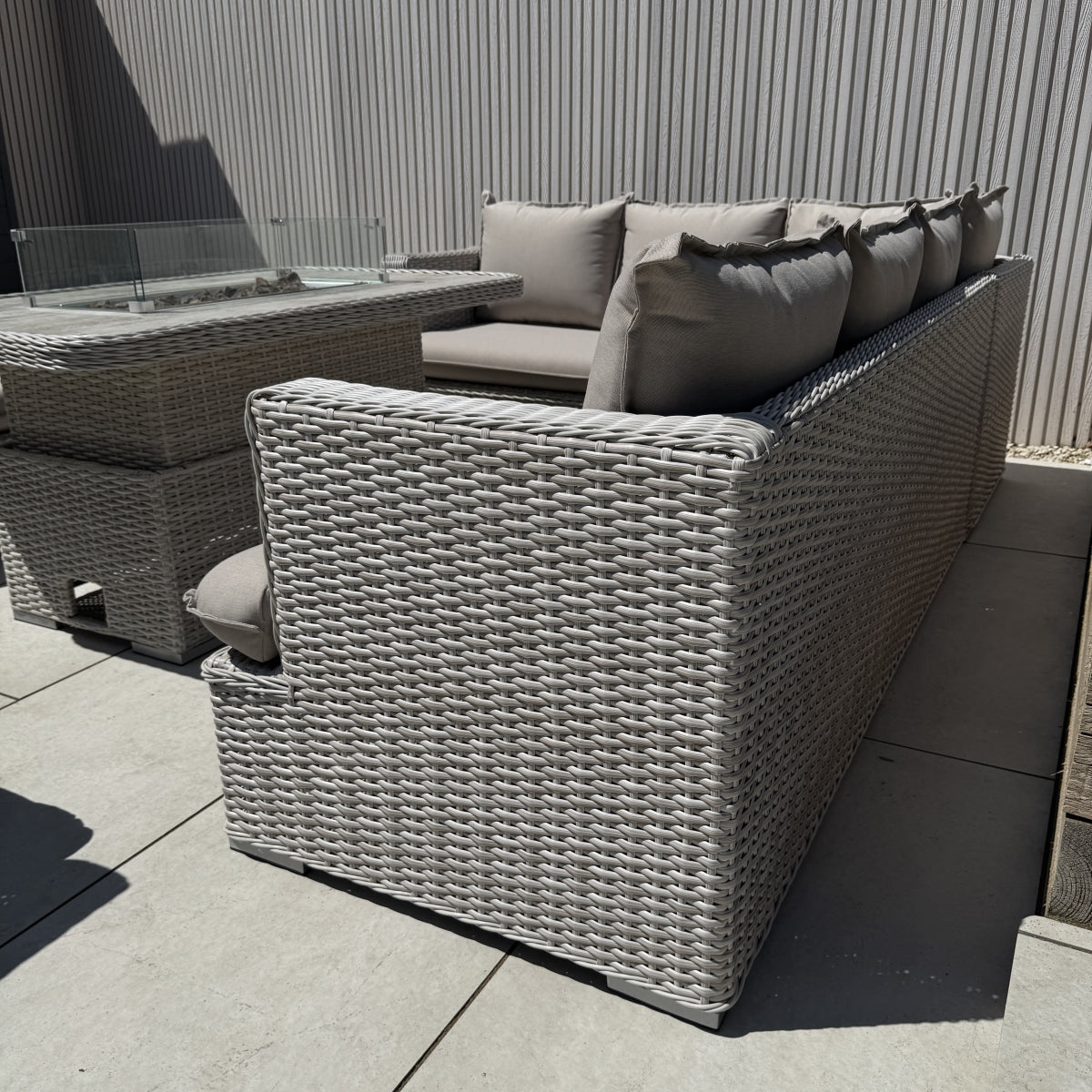 Asha Corner Rising Fire Pit Dining Set - Grey/Beige (14929989009786)