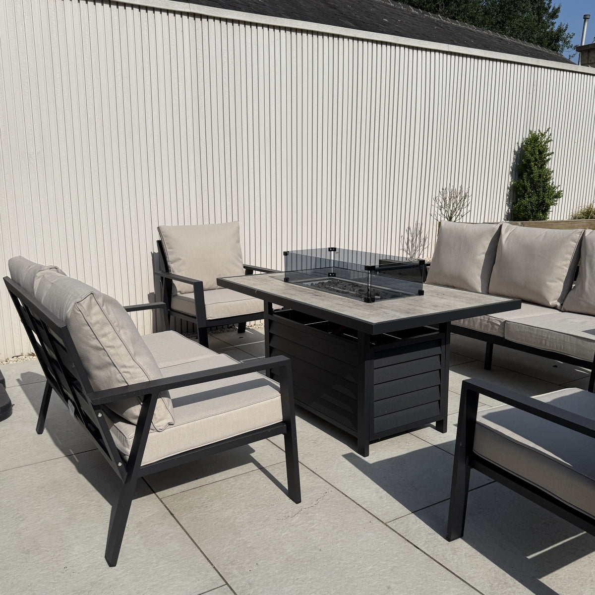 Sienna Firepit Sofa Dining Set in Beige (14930005492090)