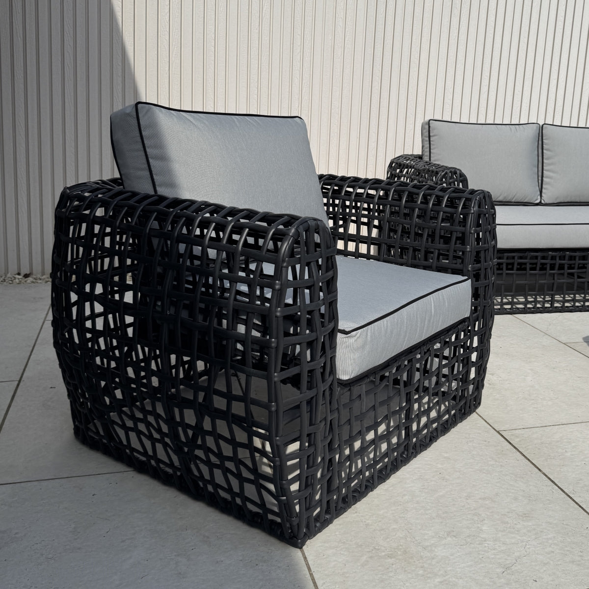 Indi 4 Piece Rattan Garden Furniture Sofa Set - Black (14930007458170)