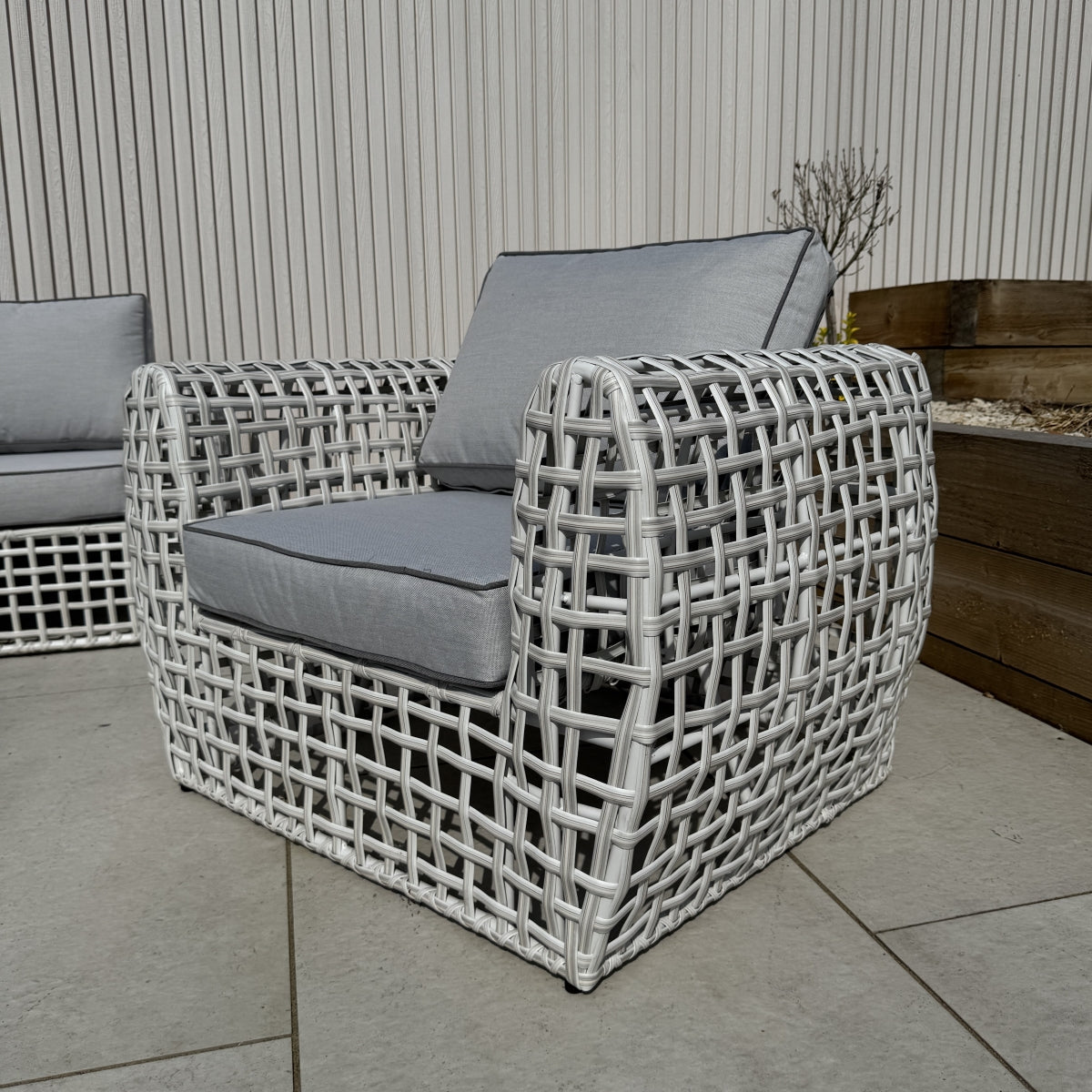 Indi 4 Piece Rattan Garden Furniture Sofa Set - Grey/Beige (14930026987898)