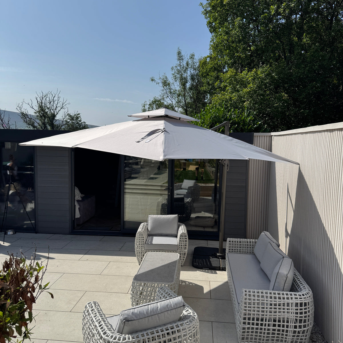 3m Rotating Cantilever Parasol in Medium Grey (Base Included) B Womack