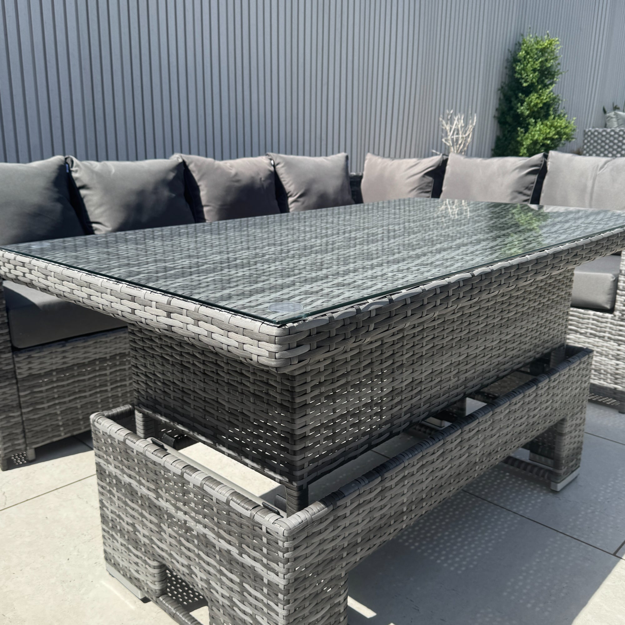 Casa Corner Sofa Set with Rising Dining Table in Mixed Weave (Right Hand) - AMC Furniture