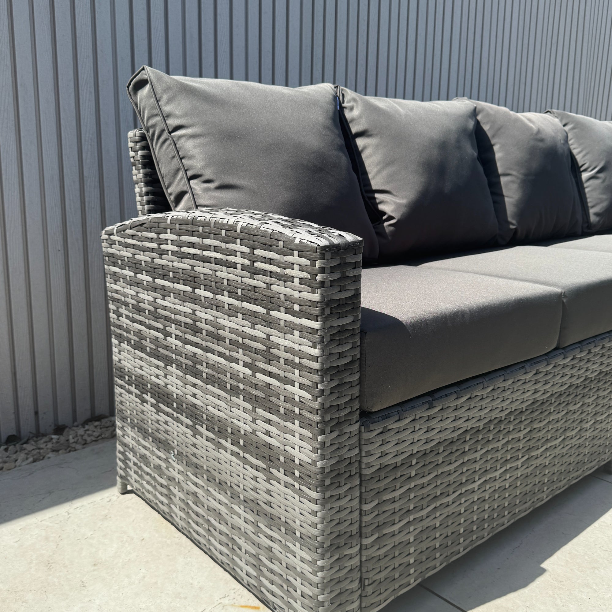 Casa Corner Sofa Set with Rising Dining Table in Mixed Weave (Right Hand) - AMC Furniture