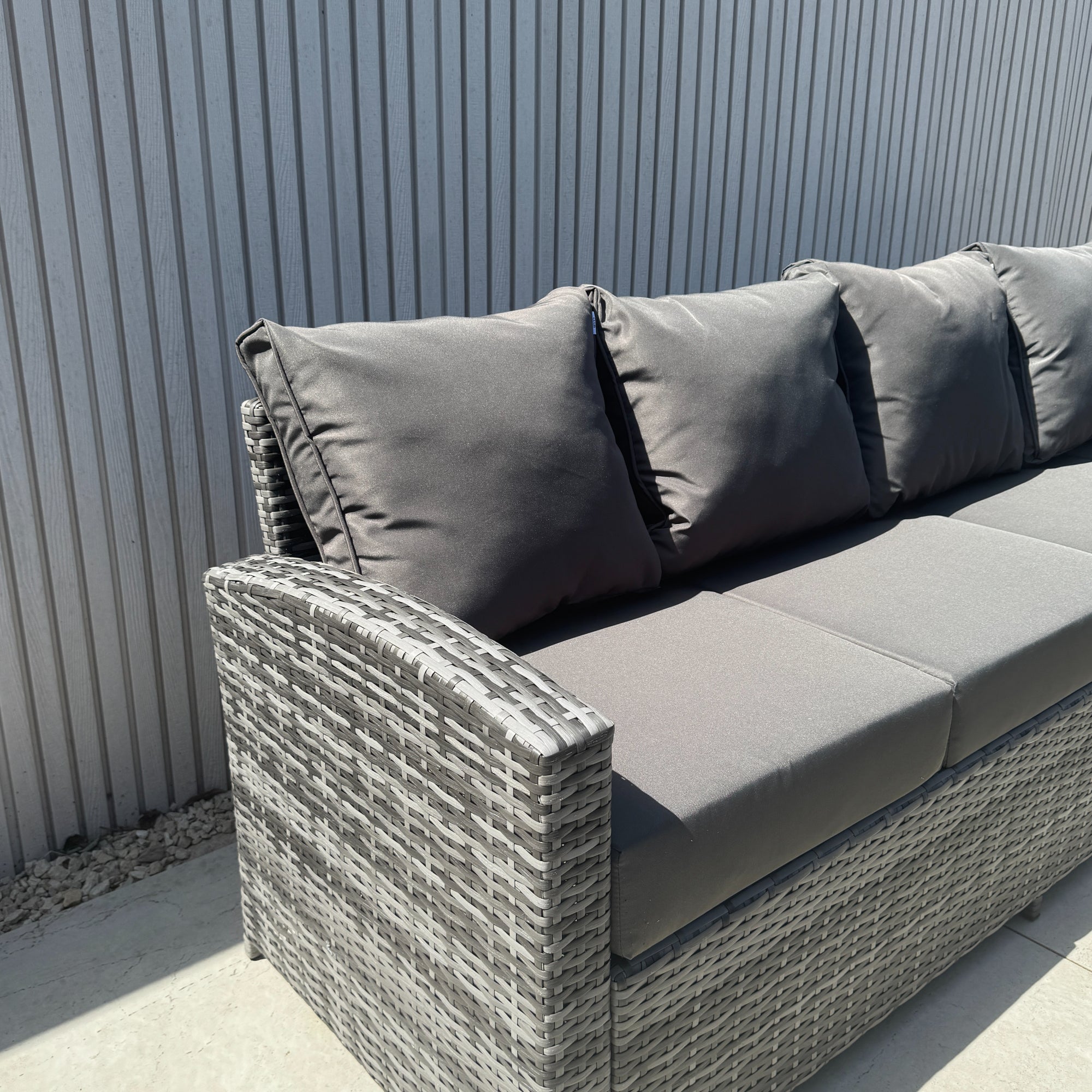 Casa Corner Sofa Set with Rising Dining Table in Mixed Weave (Right Hand) - AMC Furniture