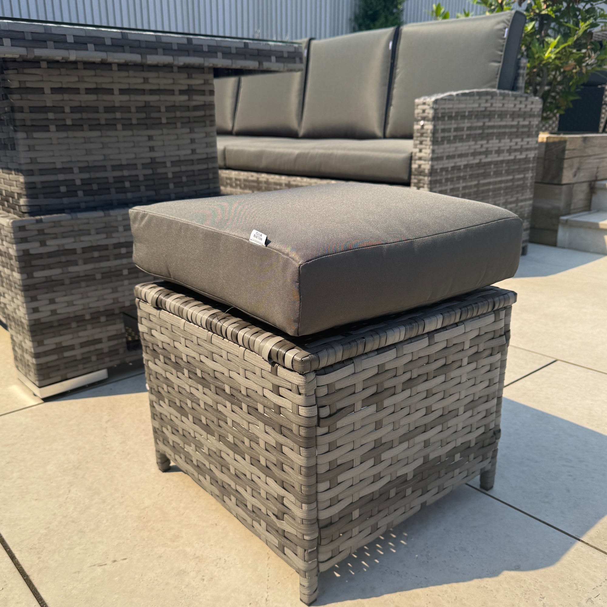 Rhodes Corner Sofa Dining Set with Rising Table in Grey - AMC Furniture