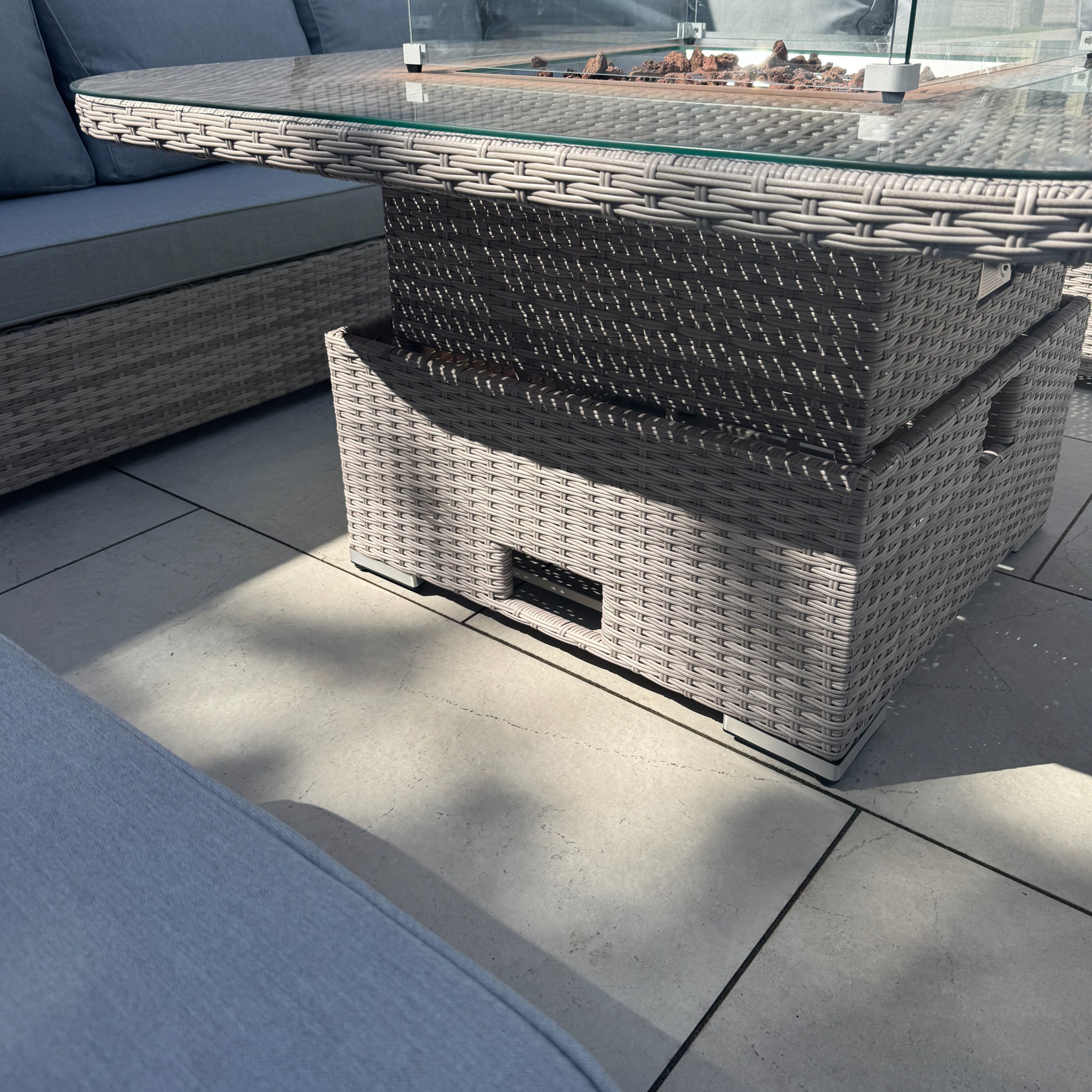 Santorini Large Equal Corner Sofa with Rising Firepit Table - AMC Furniture