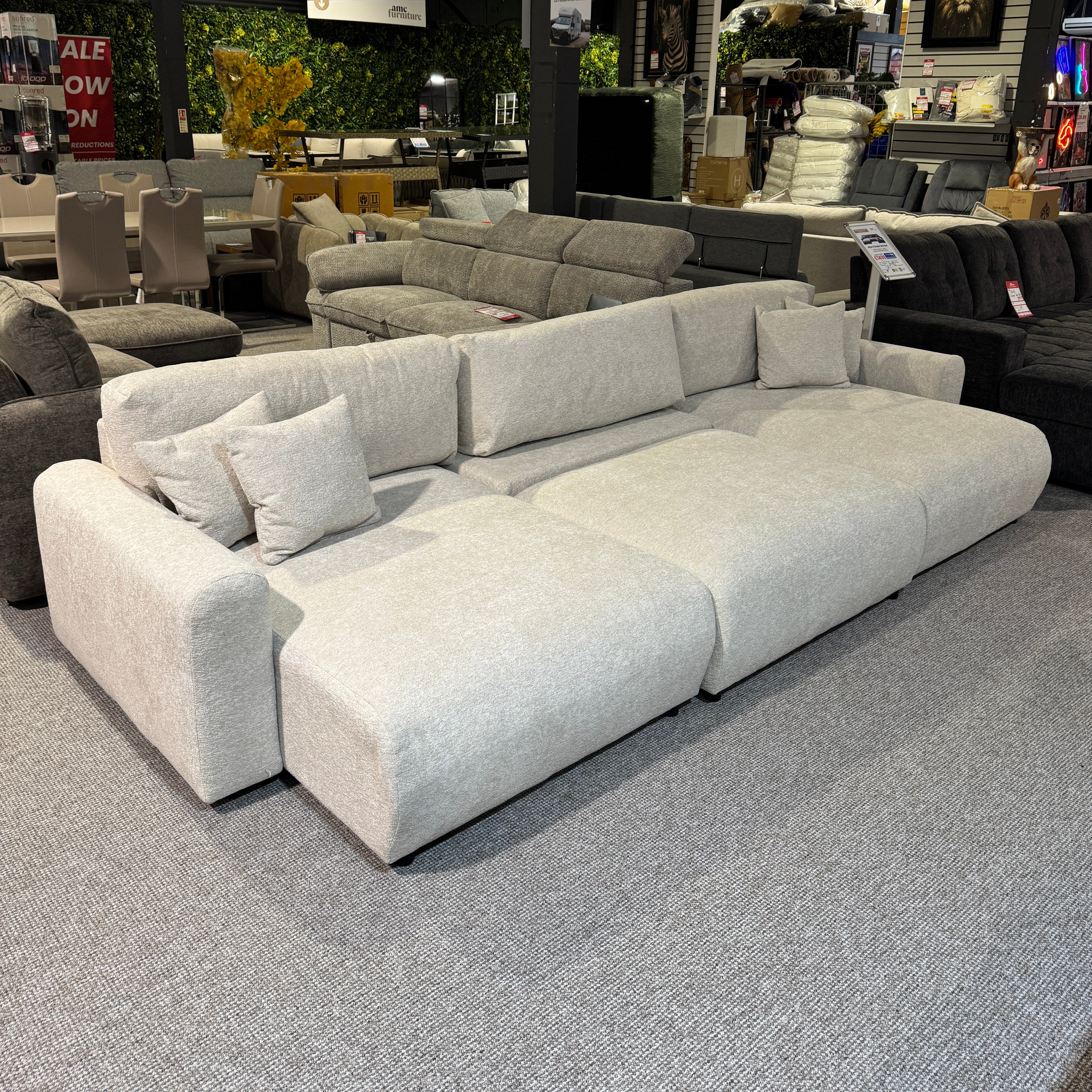 Alba U Shape Sofa Bed in Beige (Ex Display)