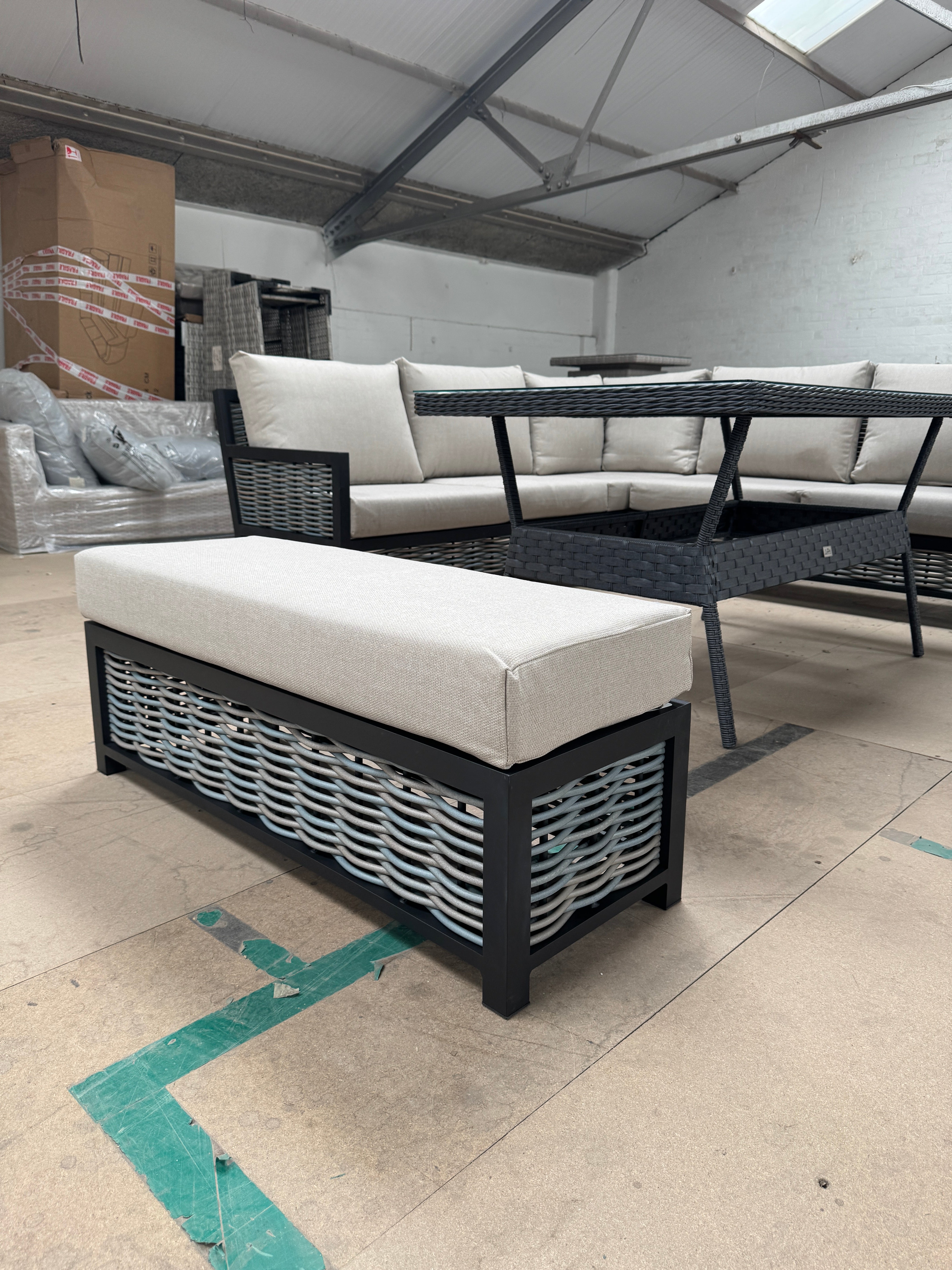 Ivy Aluminium Corner Sofa Set with Rattan Dining Table - AMC Furniture