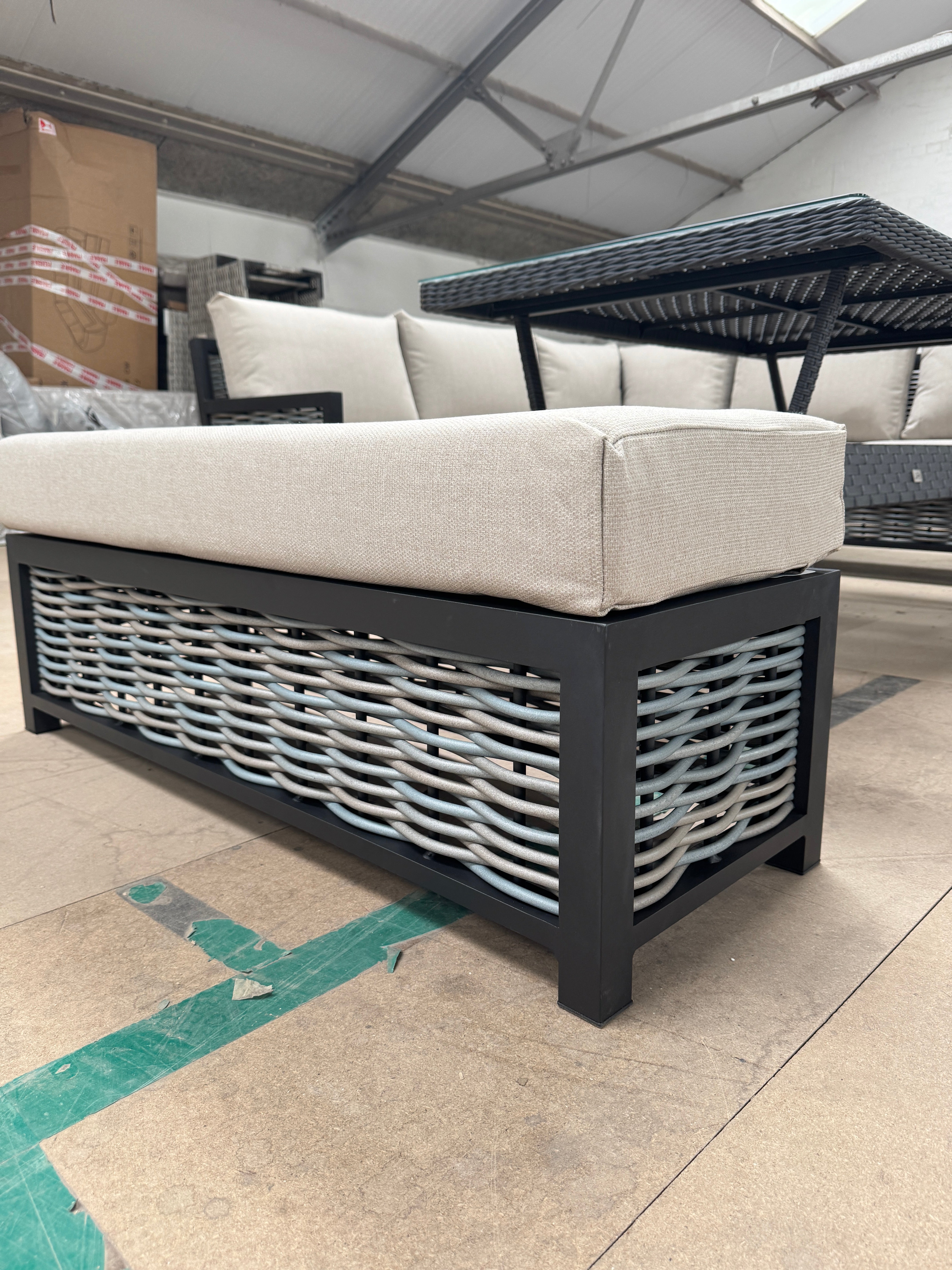 Ivy Aluminium Corner Sofa Set with Rattan Dining Table - AMC Furniture