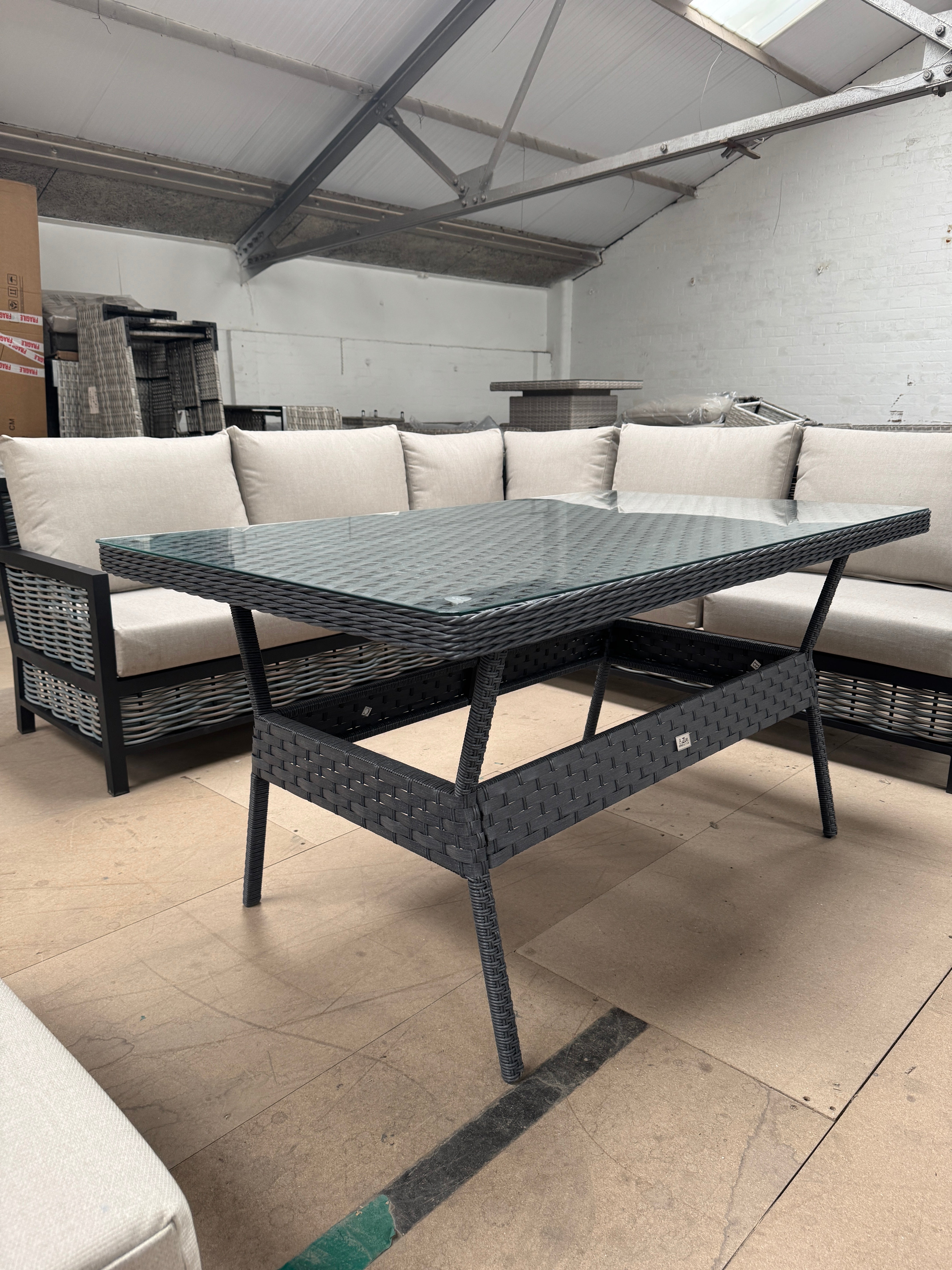 Ivy Aluminium Corner Sofa Set with Rattan Dining Table - AMC Furniture