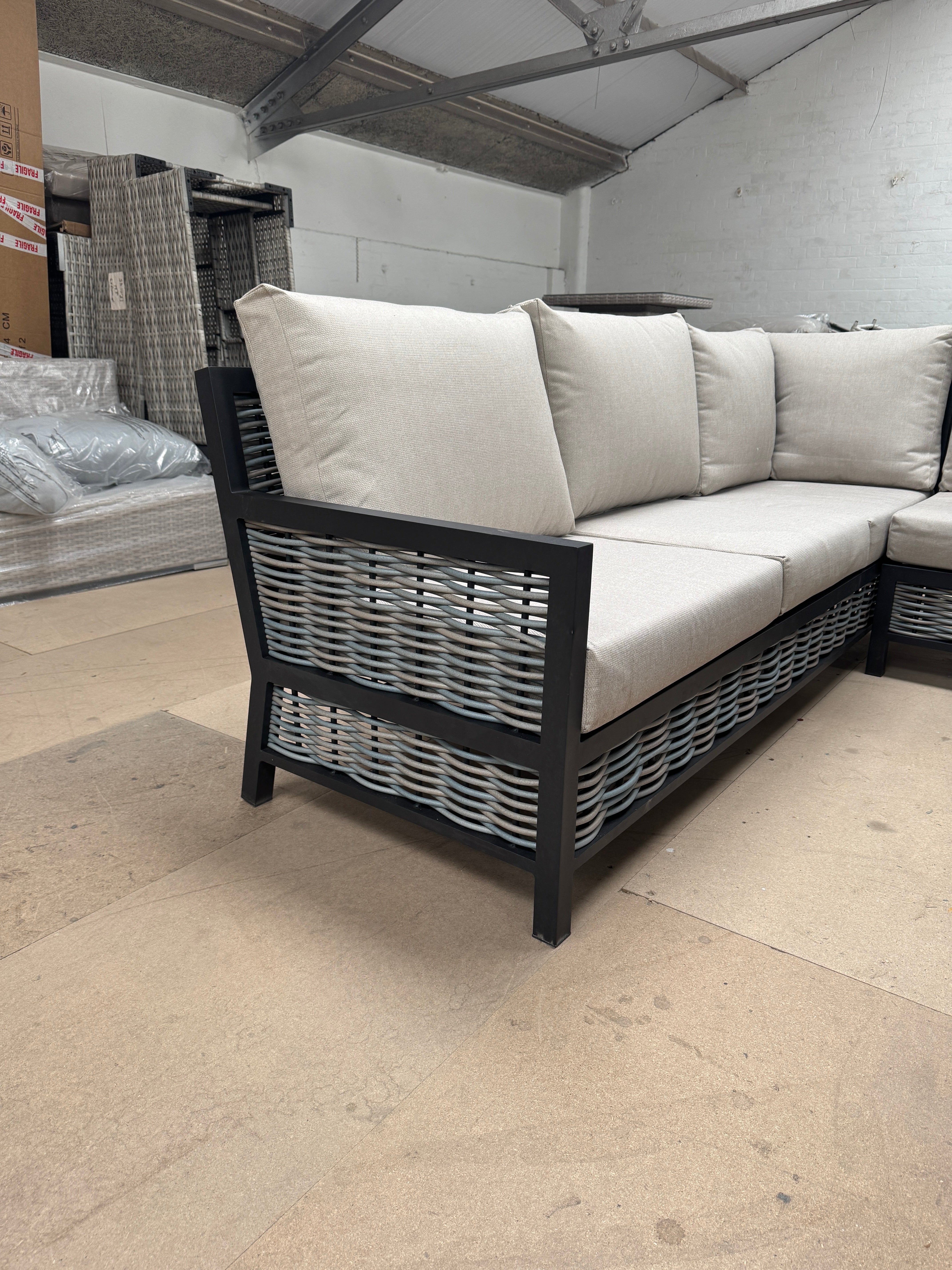Ivy Aluminium Corner Sofa Set with Rattan Dining Table - AMC Furniture
