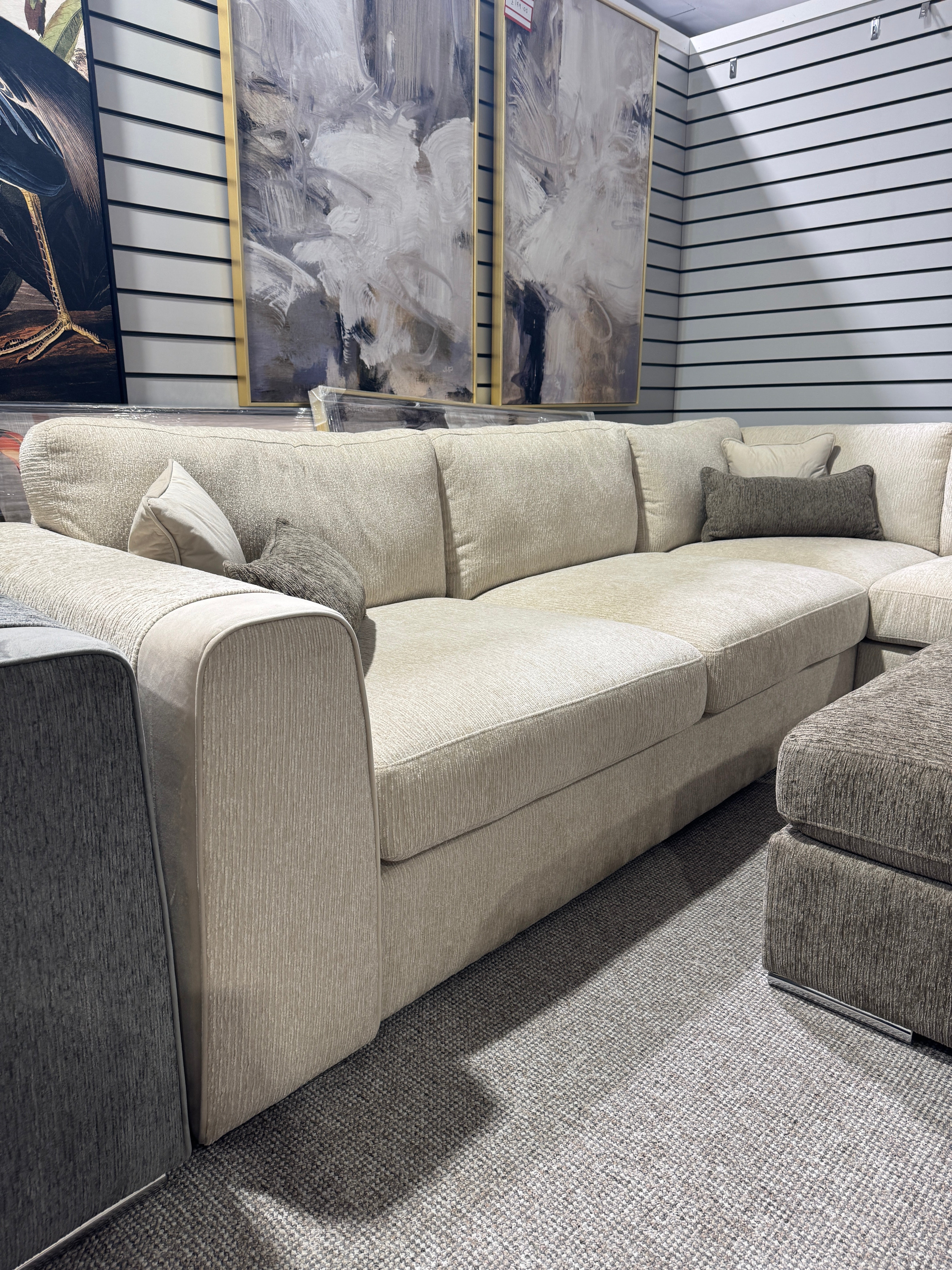 Turin Sofa Beige Large Corner (Ex Display)