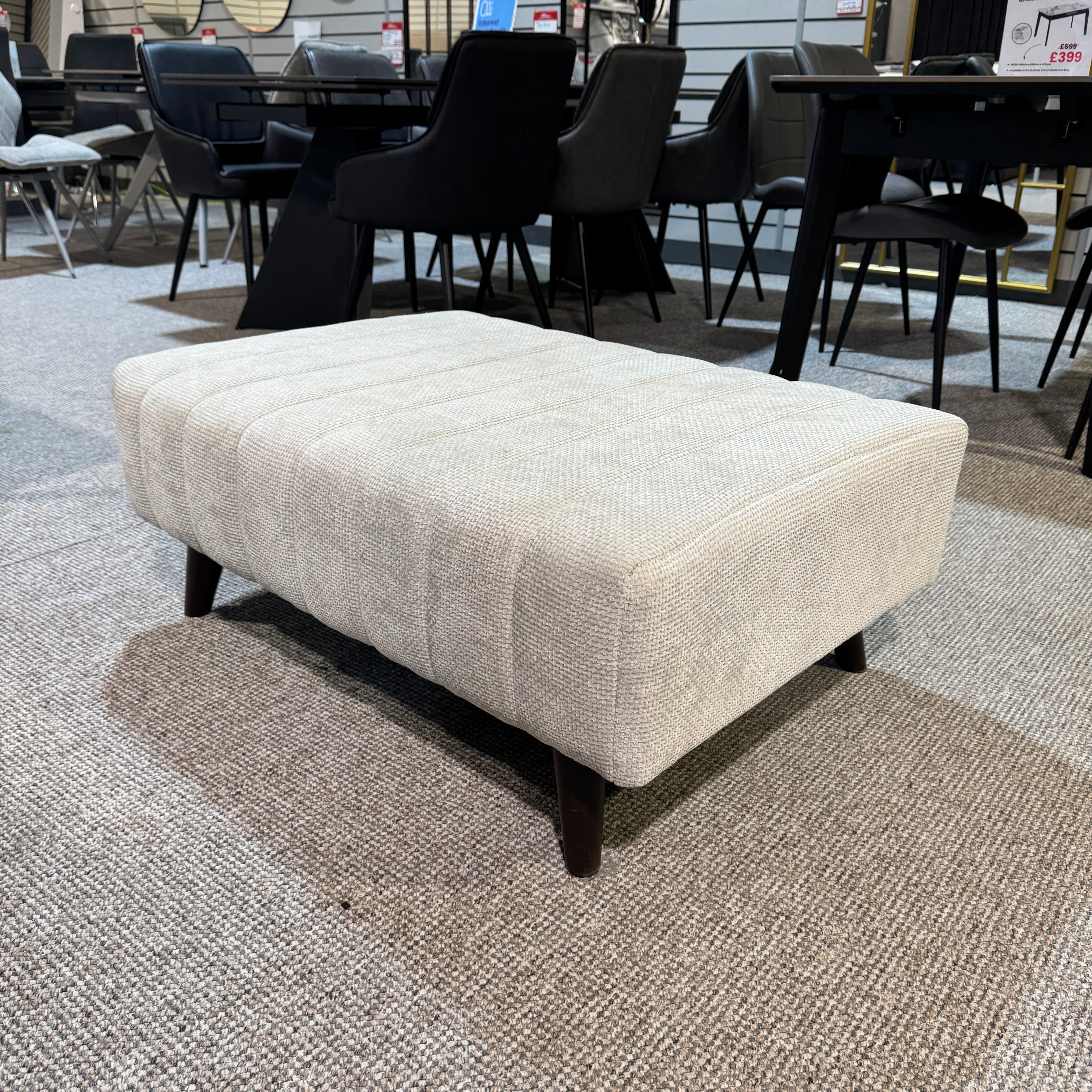 Buckley Standard Footstool in Jude Silver (Ex Display)
