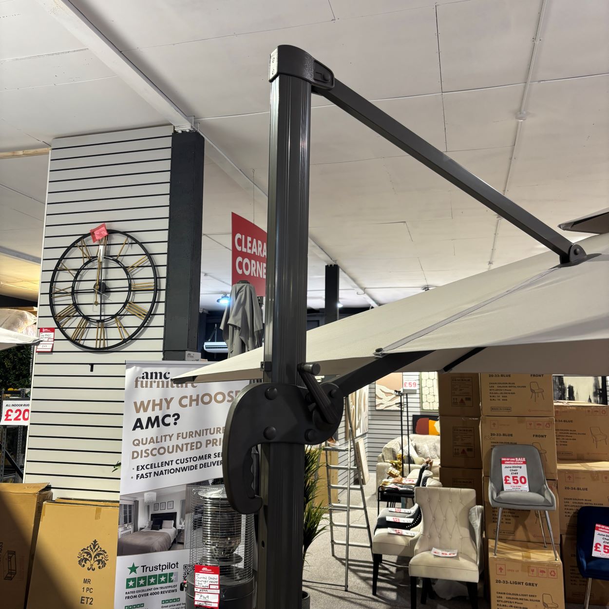 3m Rotating Cantilever Parasol in Medium Grey (Base Included) (14930020303226)